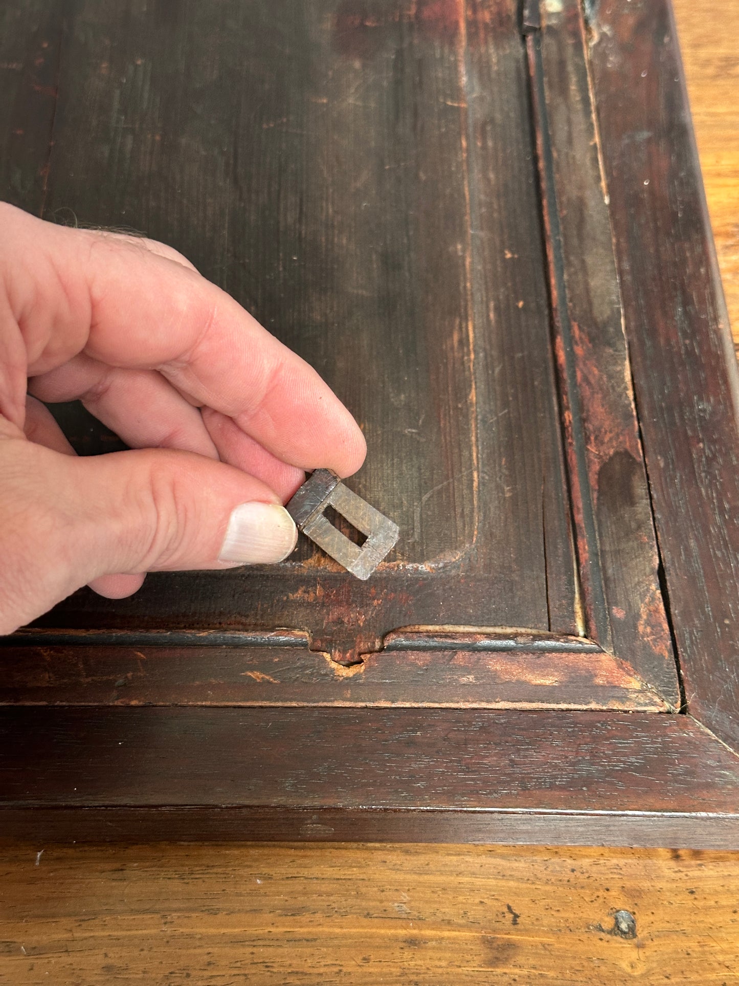 Antique Chinese Porcelain Table Screen Blue White Landscape Qing Early 20th c