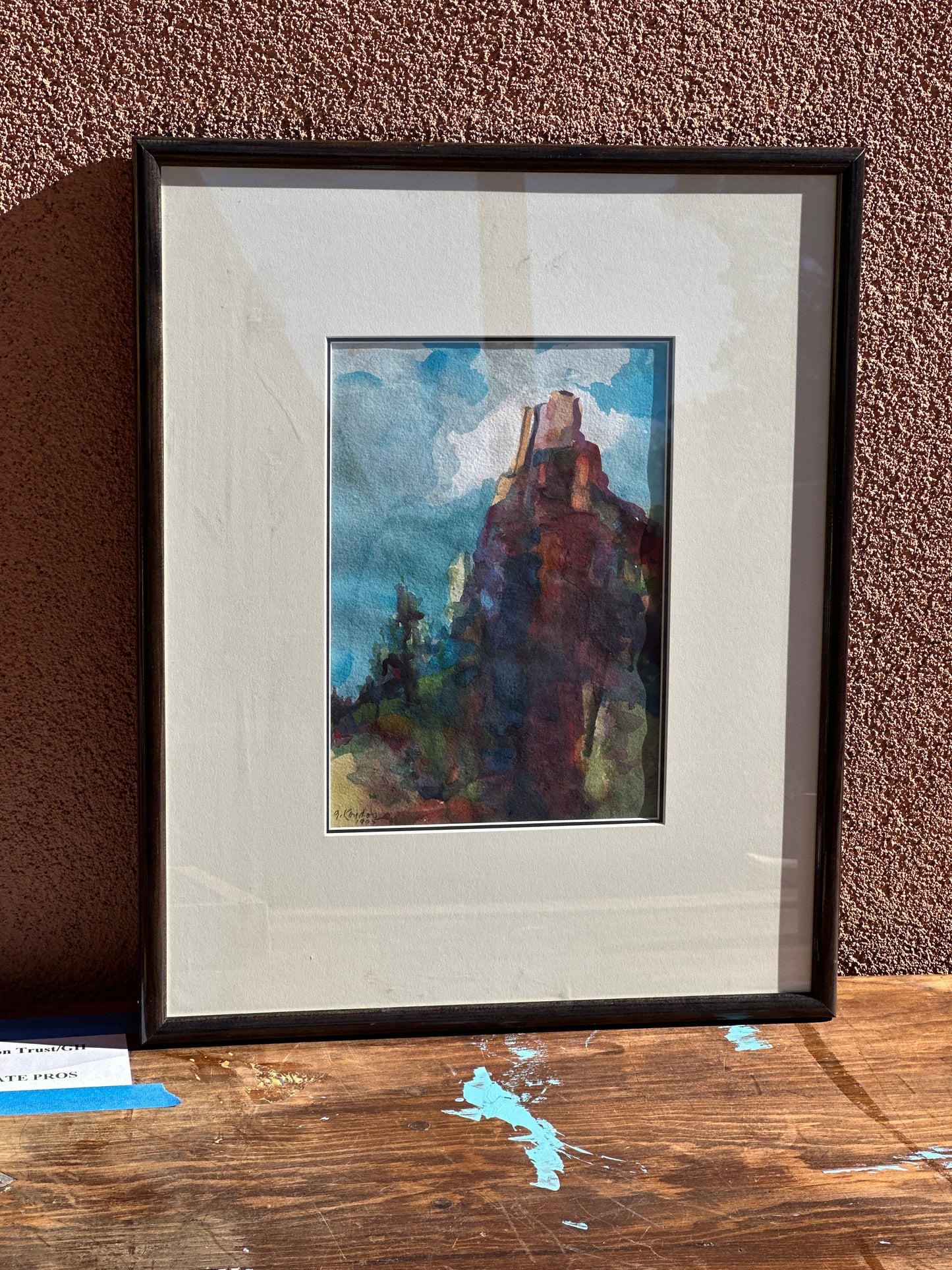 GENE HACKMAN OWNED Gregory Kondos Watercolor Painting 1995 Southwest Landscape