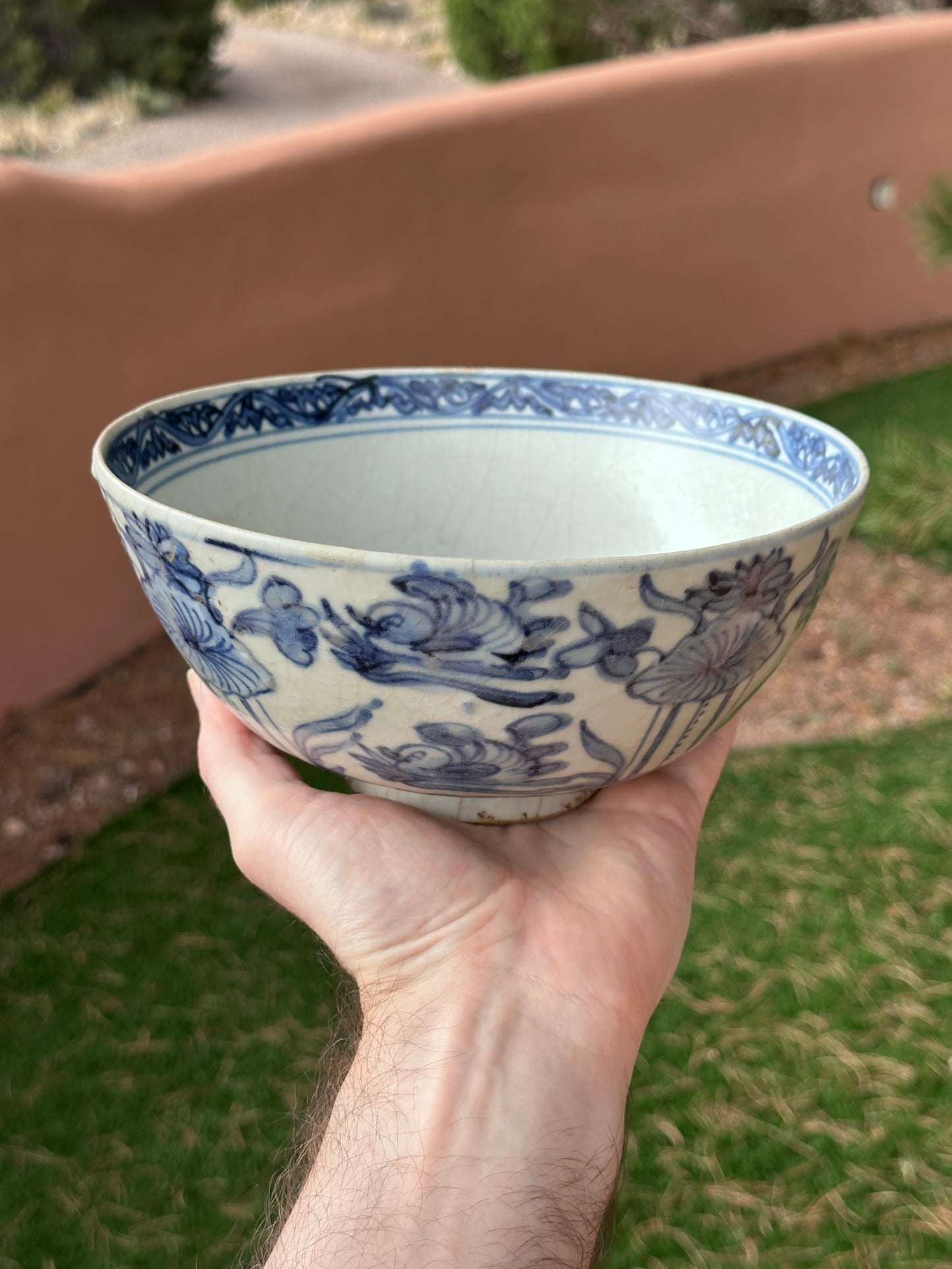 Antique Chinese Porcelain 8” Bowl Late Ming Blue White Ducks Lotus Pond Bonhams