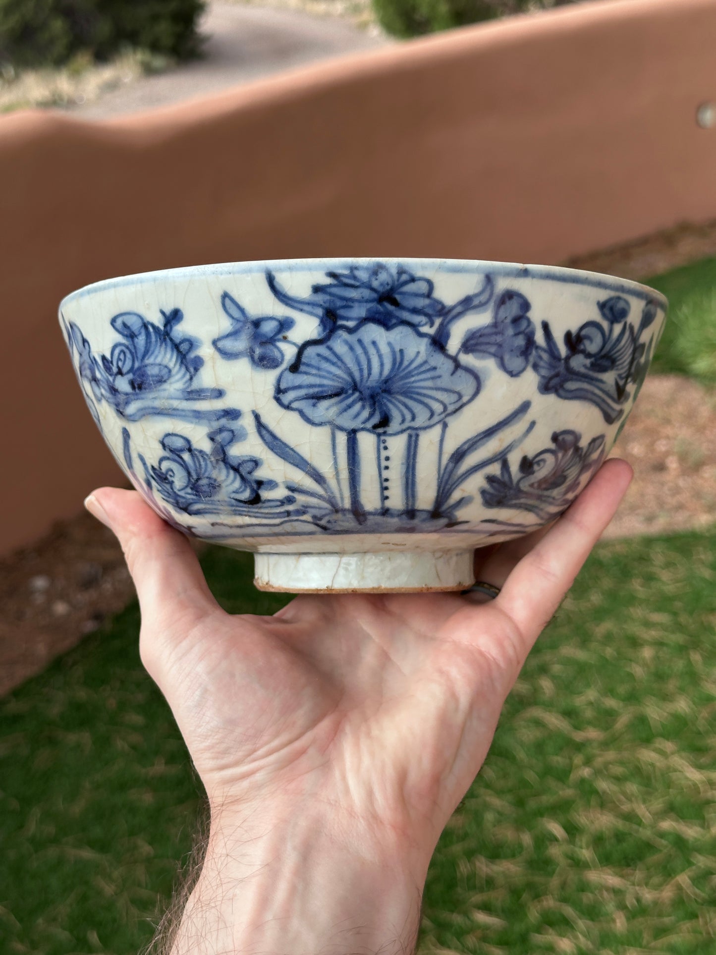 Antique Chinese Porcelain 8” Bowl Late Ming Blue White Ducks Lotus Pond Bonhams