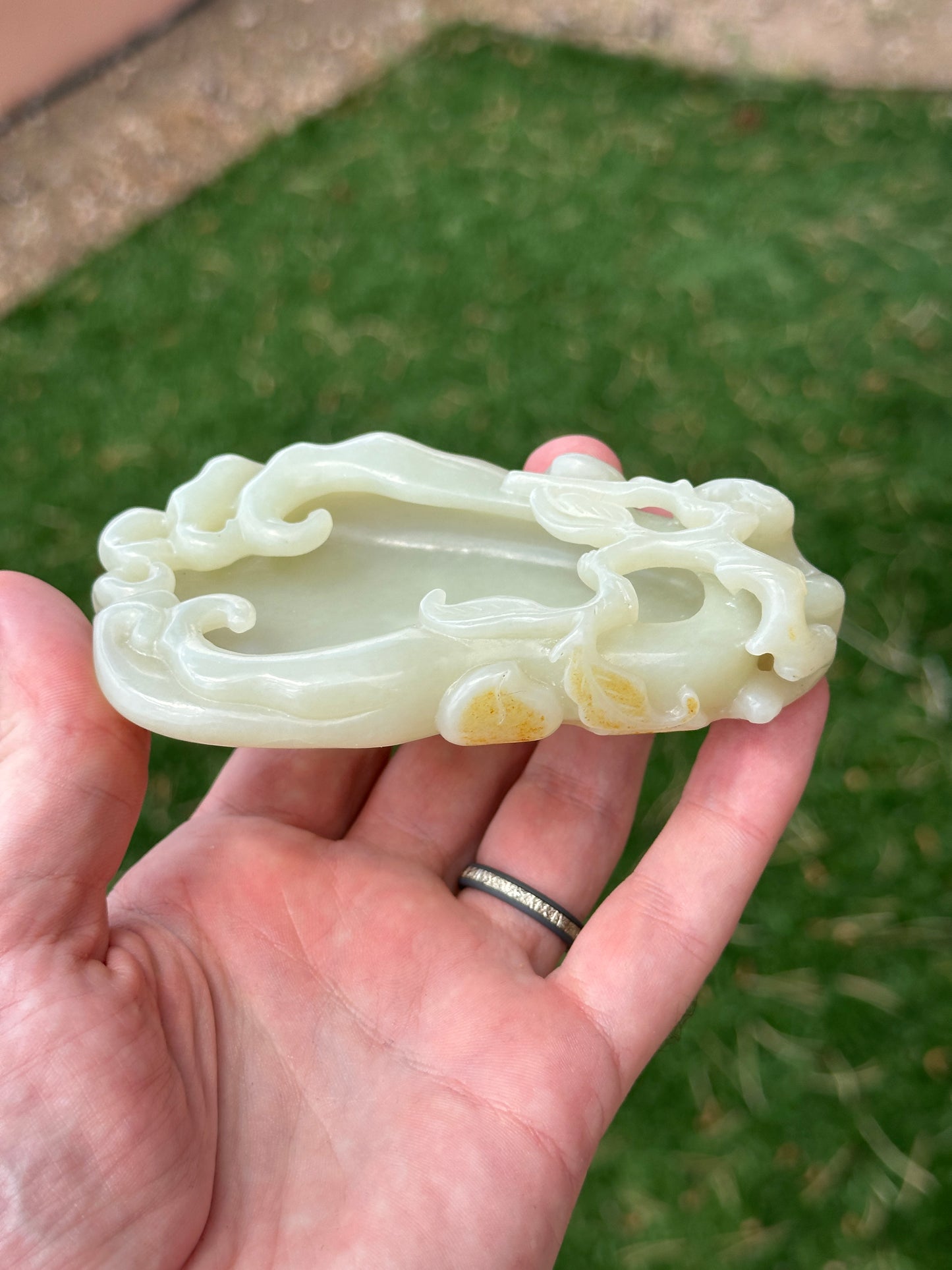 Antique Chinese Qing White Hetian Jade Finger Citron Scholar Brushwasher DOYLE