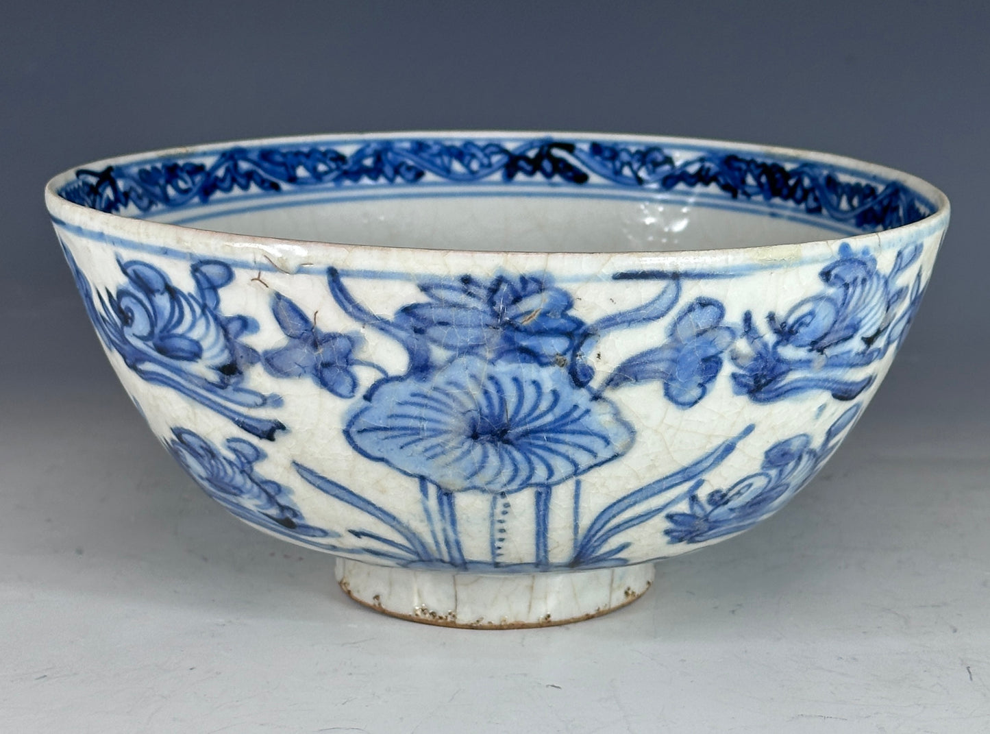 Antique Chinese Porcelain 8” Bowl Late Ming Blue White Ducks Lotus Pond Bonhams