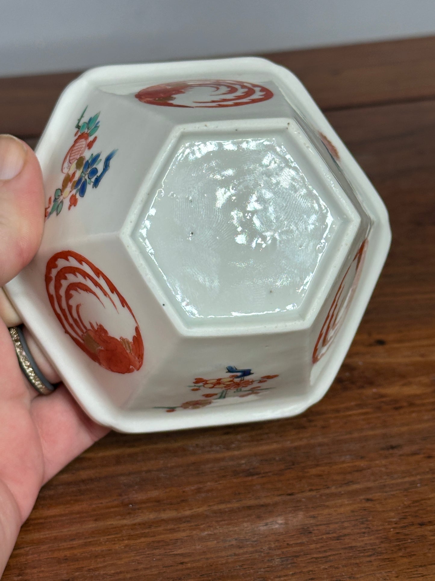 Antique Japanese Pair Kakiemon Porcelain Hexagonal Bowls Edo 17th c Imari Arita