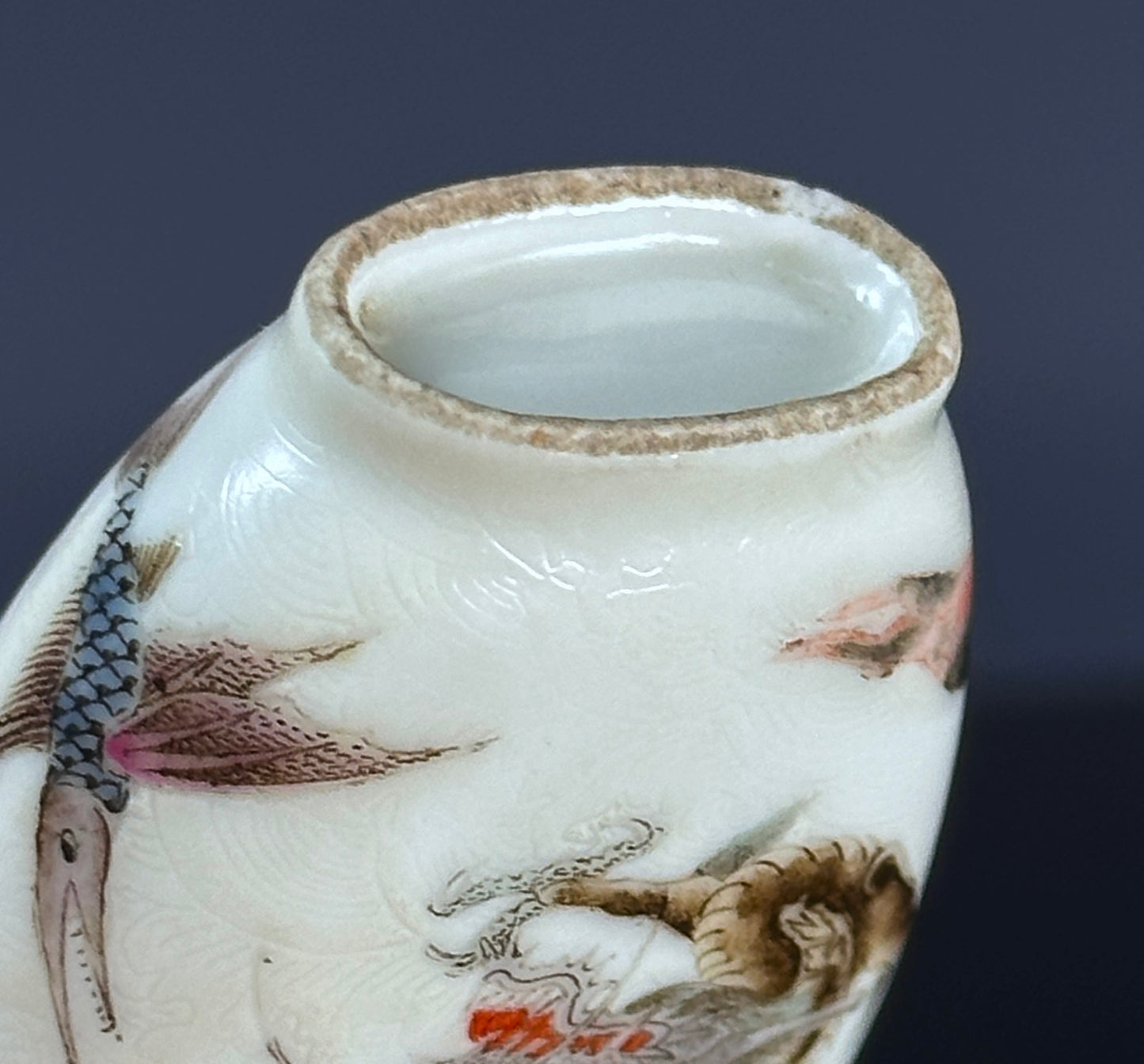 SOLD Antique Chinese Daoguang Porcelain Snuff Bottle “Eight Mythical Sea Creatures”