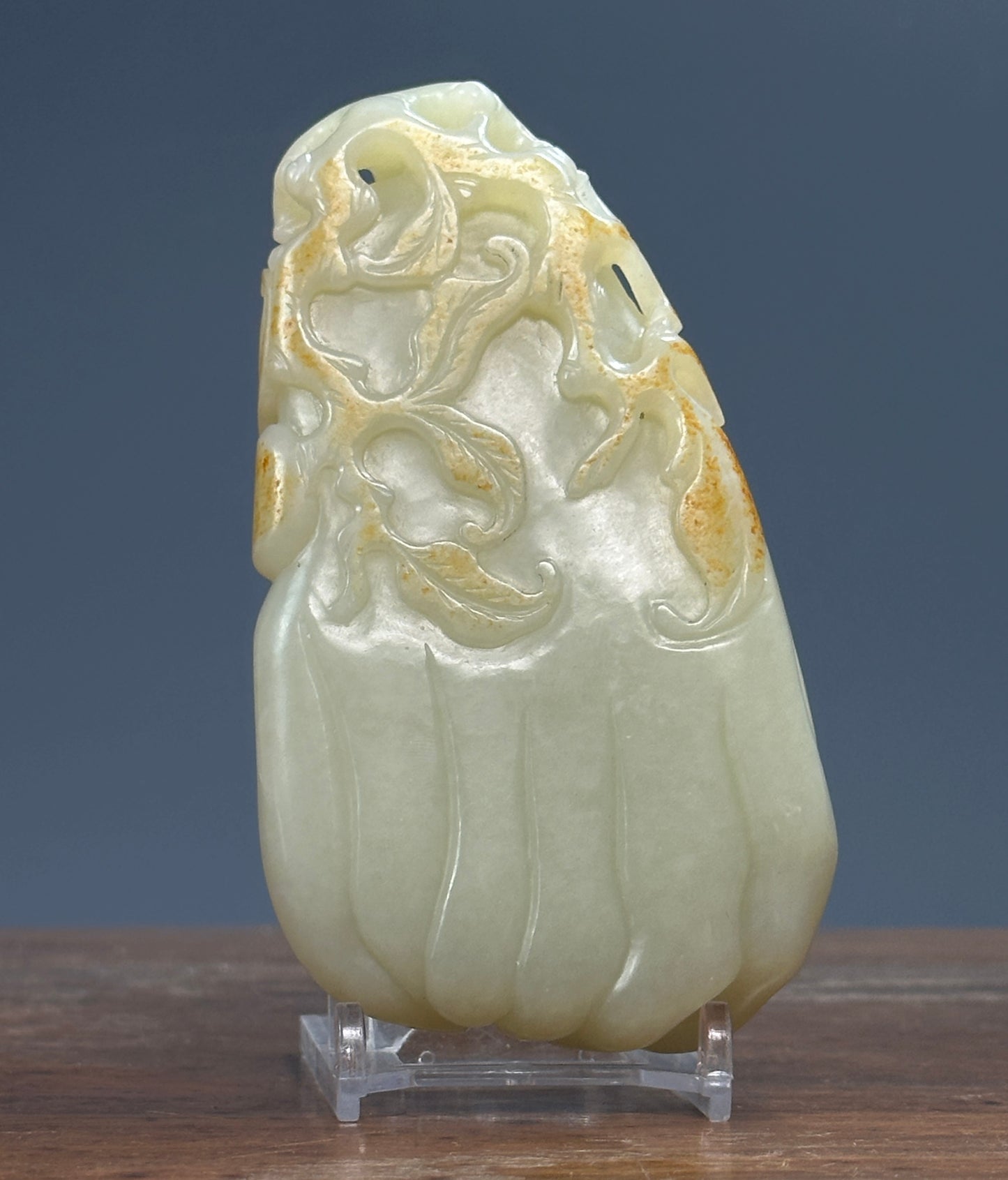 Antique Chinese Qing White Hetian Jade Finger Citron Scholar Brushwasher DOYLE