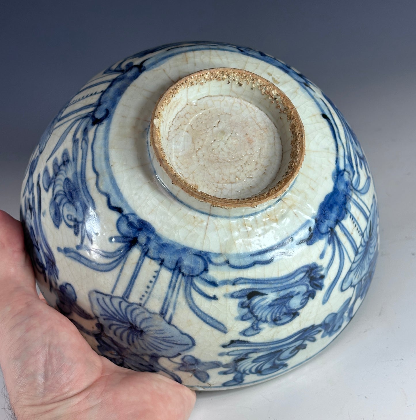 Antique Chinese Porcelain 8” Bowl Late Ming Blue White Ducks Lotus Pond Bonhams
