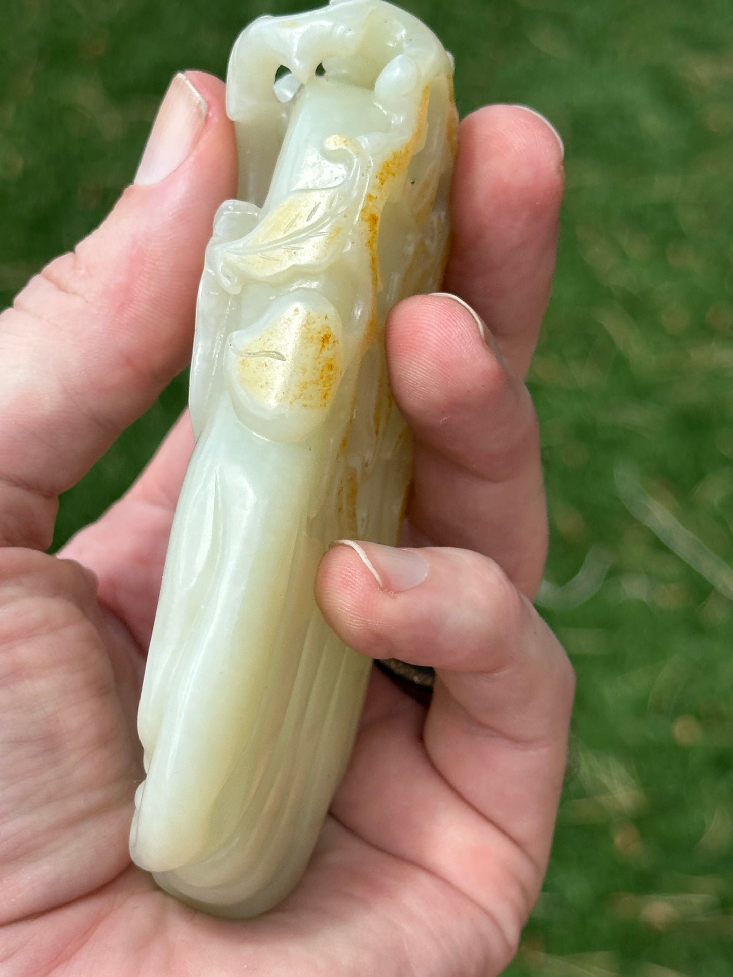 Antique Chinese Qing White Hetian Jade Finger Citron Scholar Brushwasher DOYLE