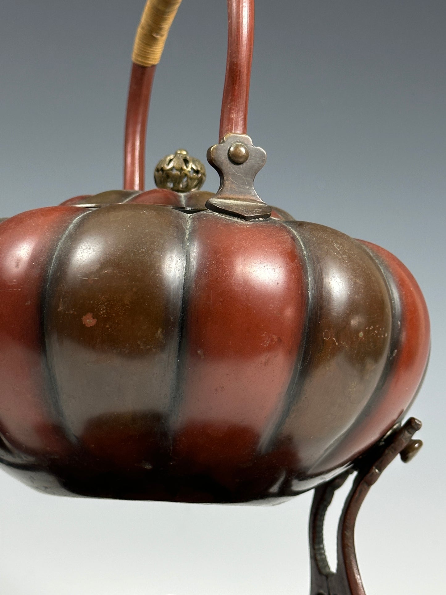 SOLD Exceptional Antique Japanese Pumpkin Form Teapot & Stand Aesthetic Movement 19th Century