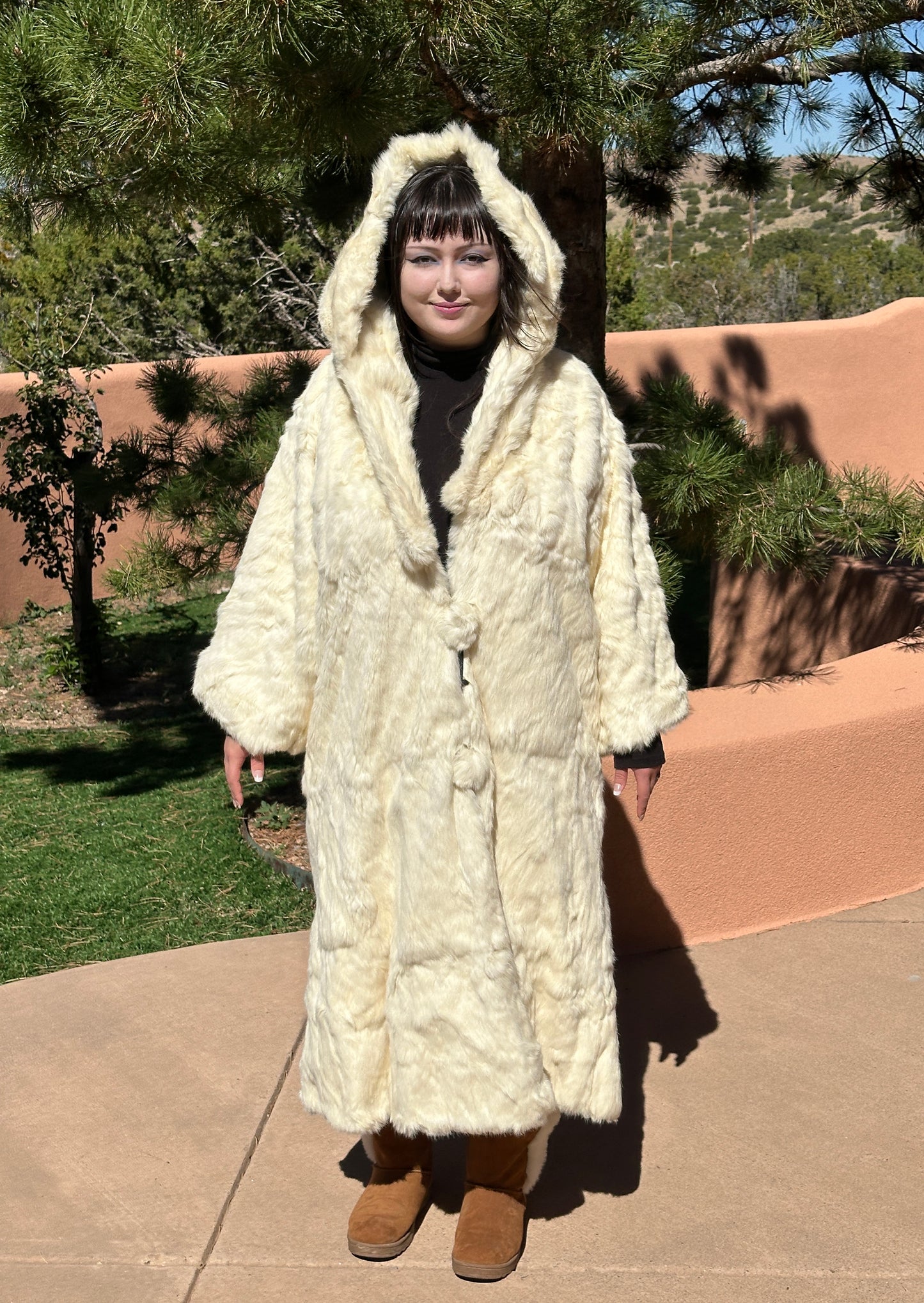 Antique Chinese Embroidered Silk and Fur Opera Coat Robe Reversible Early 20th c