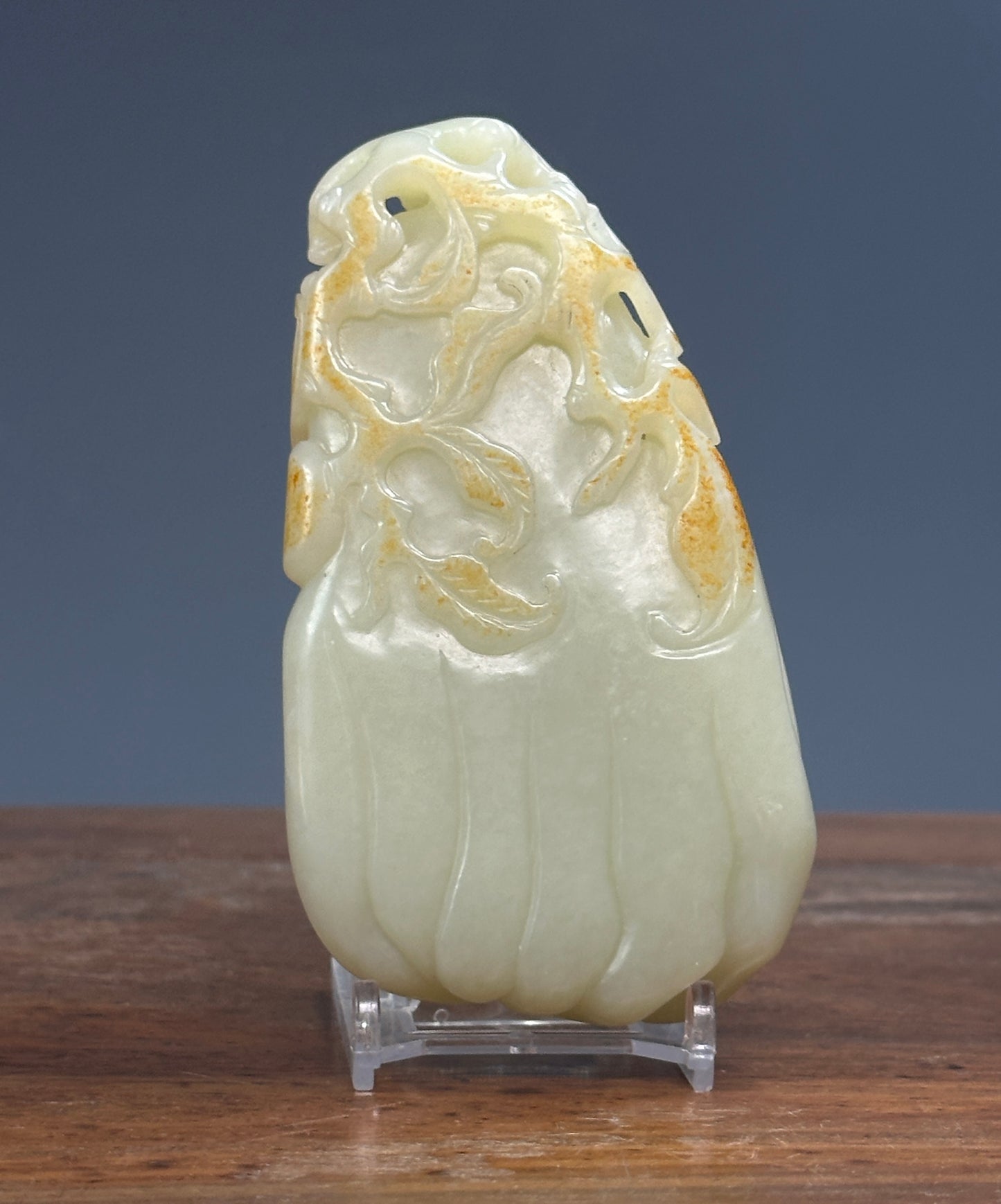 Antique Chinese Qing White Hetian Jade Finger Citron Scholar Brushwasher DOYLE