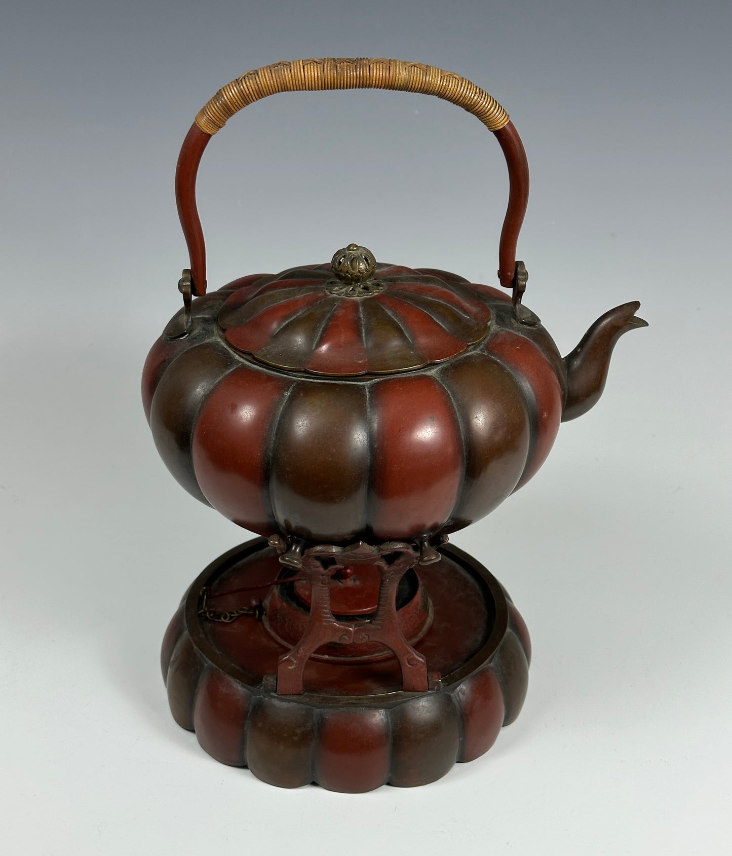 SOLD Exceptional Antique Japanese Pumpkin Form Teapot & Stand Aesthetic Movement 19th Century