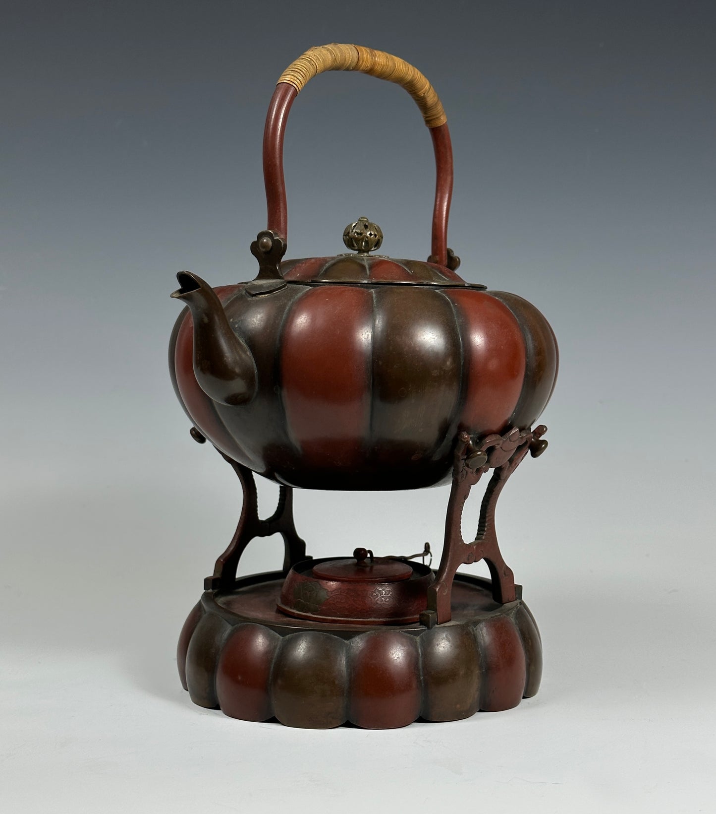 SOLD Exceptional Antique Japanese Pumpkin Form Teapot & Stand Aesthetic Movement 19th Century