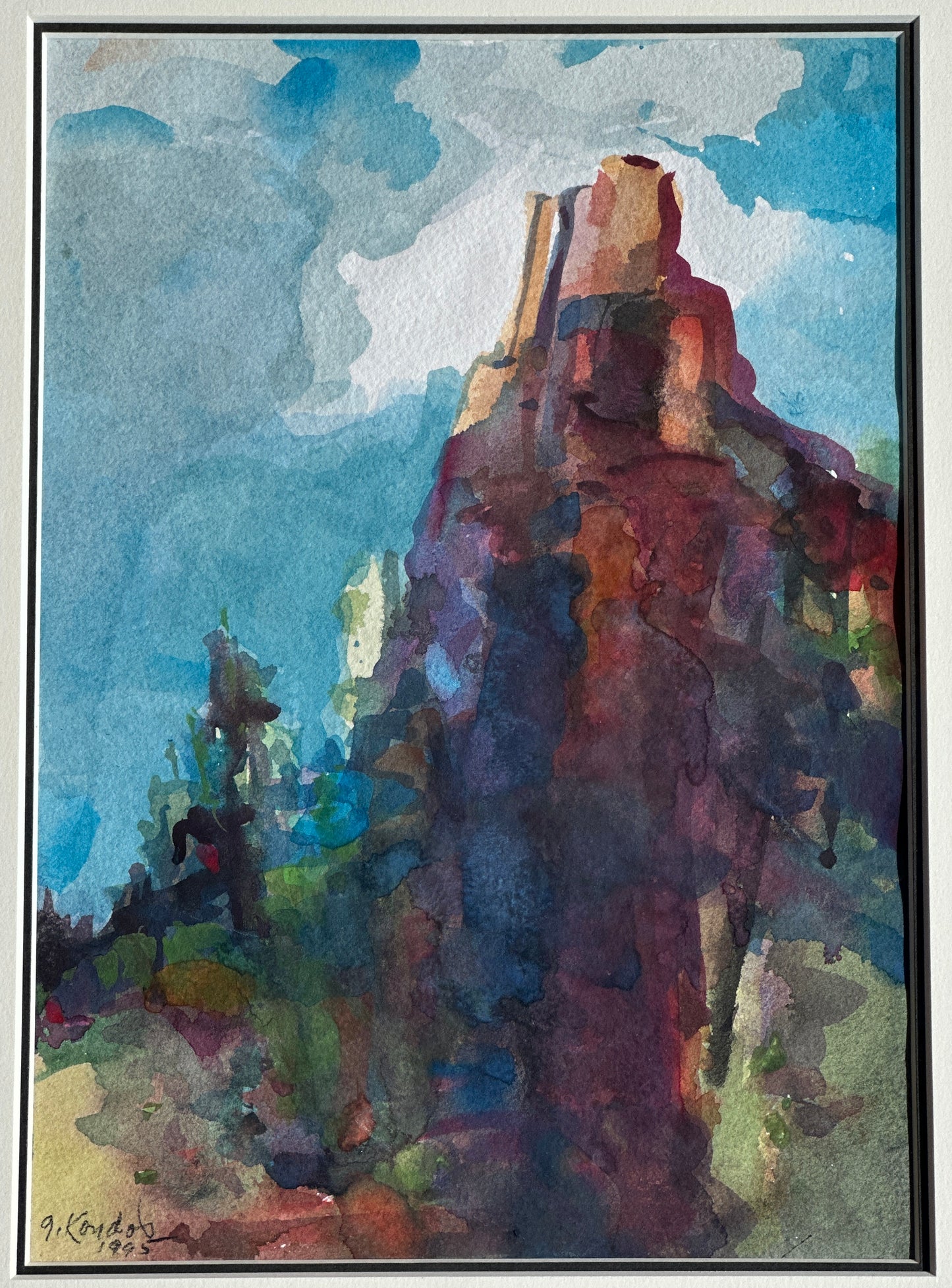 GENE HACKMAN OWNED Gregory Kondos Watercolor Painting 1995 Southwest Landscape