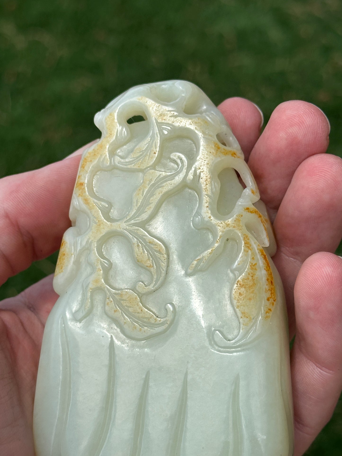Antique Chinese Qing White Hetian Jade Finger Citron Scholar Brushwasher DOYLE