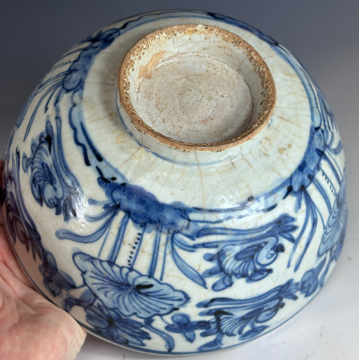 Antique Chinese Porcelain 8” Bowl Late Ming Blue White Ducks Lotus Pond Bonhams