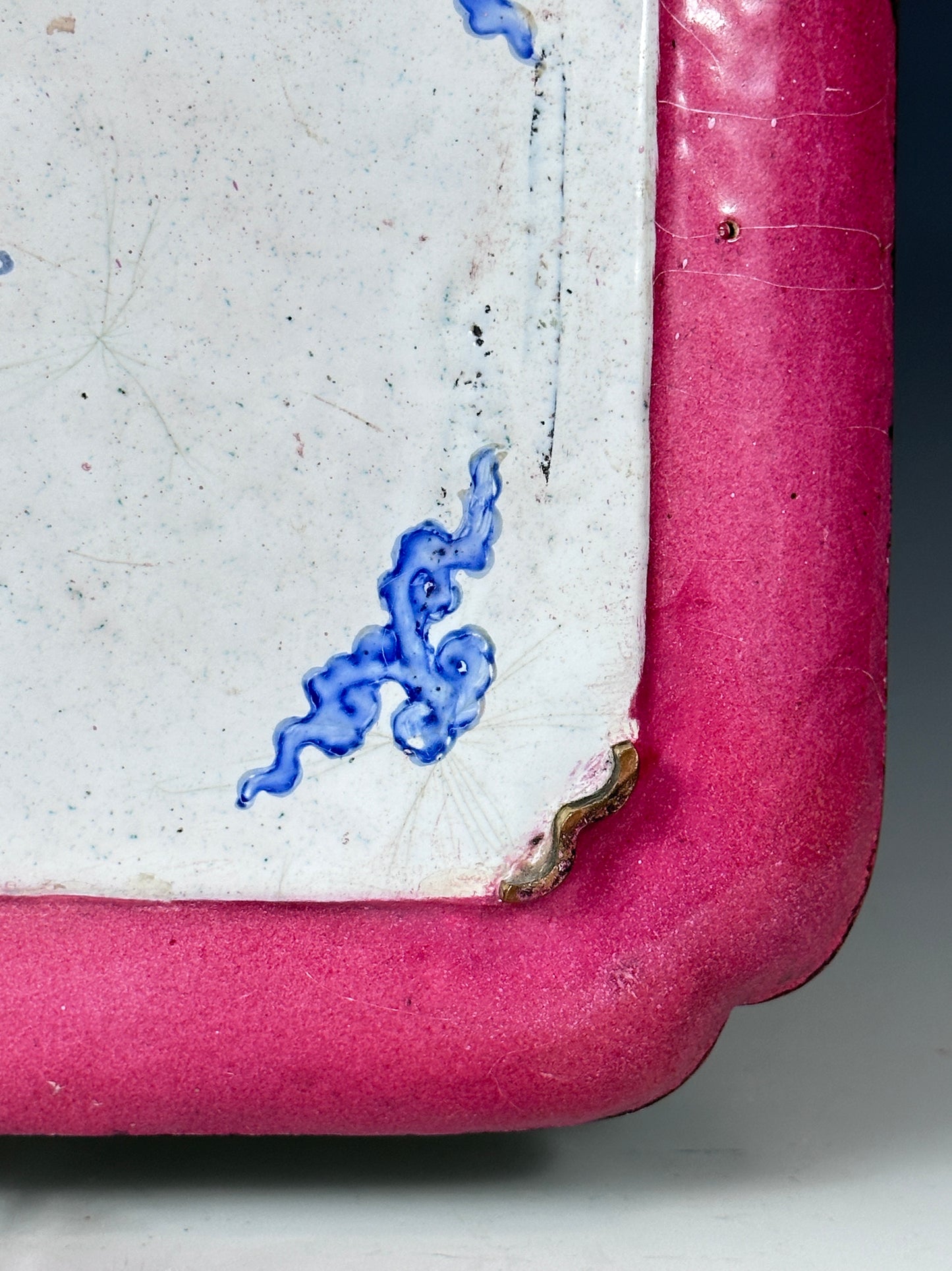 SOLD Antique Chinese Canton Enamel Ruby Back Yongzheng “12 Beauties” Dragon Tray 1730