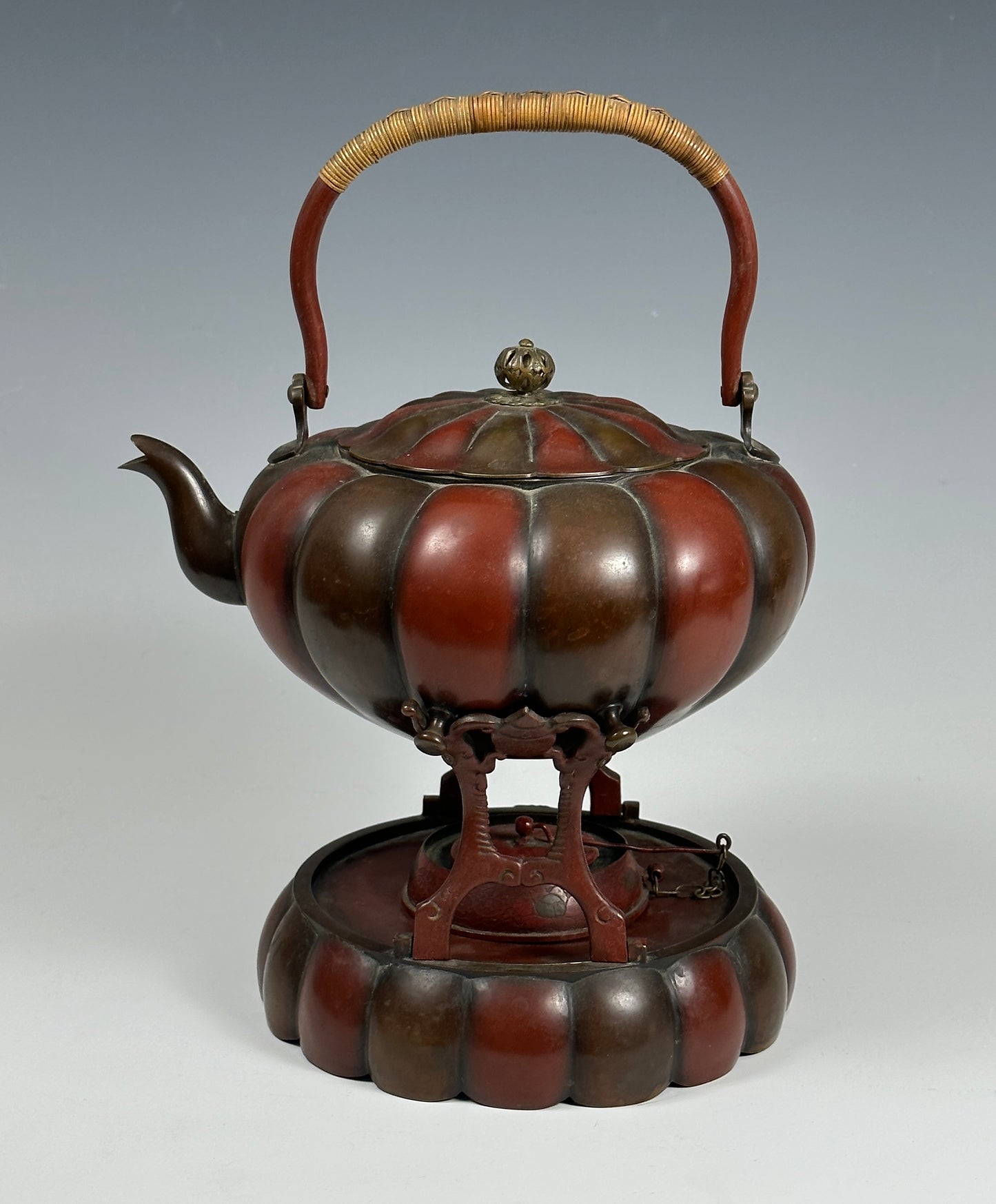 SOLD Exceptional Antique Japanese Pumpkin Form Teapot & Stand Aesthetic Movement 19th Century