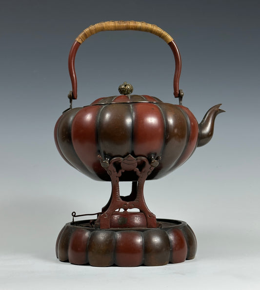 SOLD Exceptional Antique Japanese Pumpkin Form Teapot & Stand Aesthetic Movement 19th Century