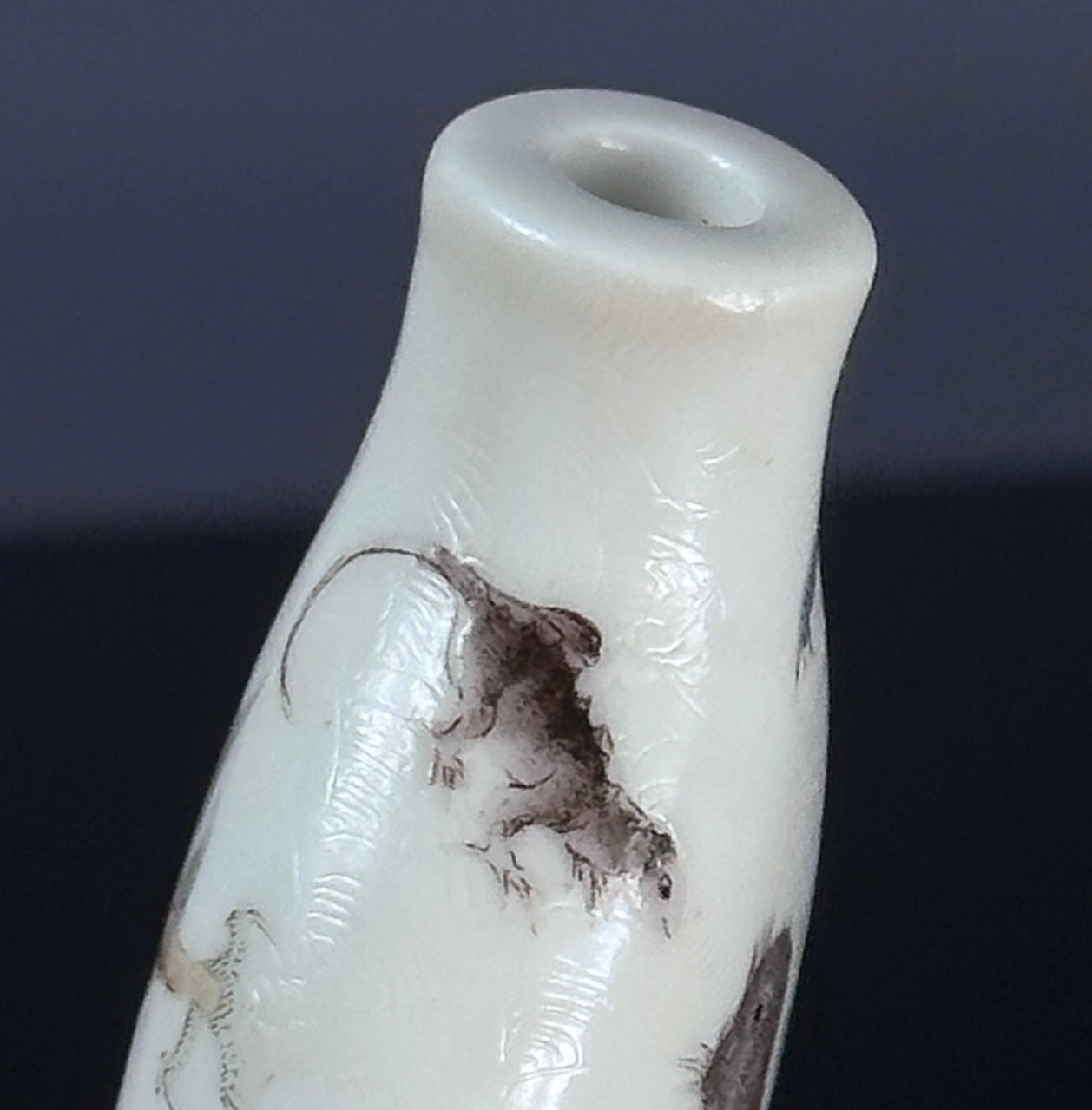 SOLD Antique Chinese Daoguang Porcelain Snuff Bottle “Eight Mythical Sea Creatures”