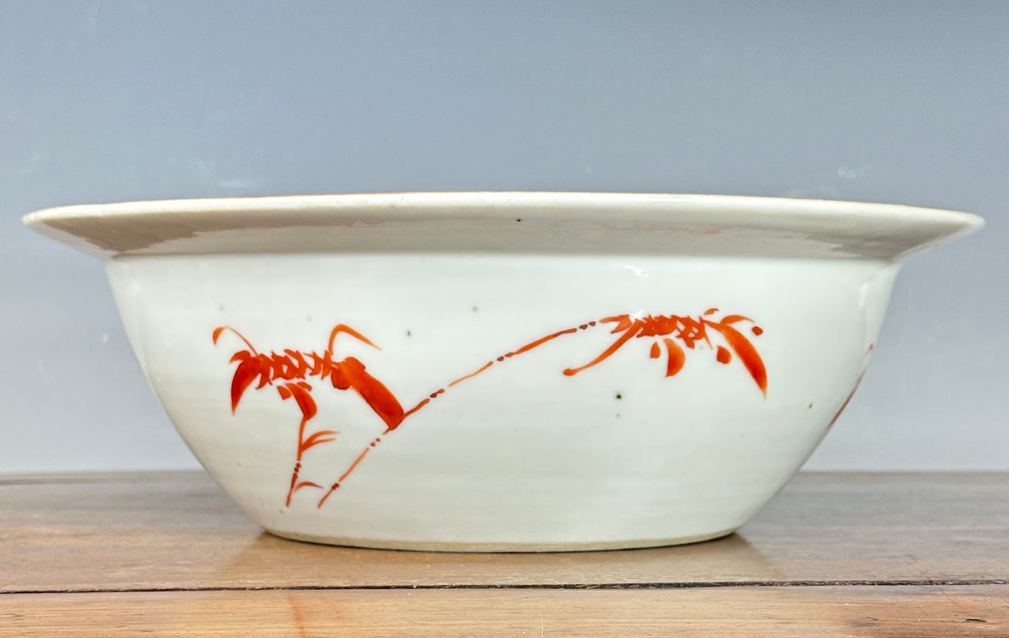 Antique Chinese Porcelain Basin Bowl “8 Butterflies” Bats Lotus Famille Rose 19th c Qing