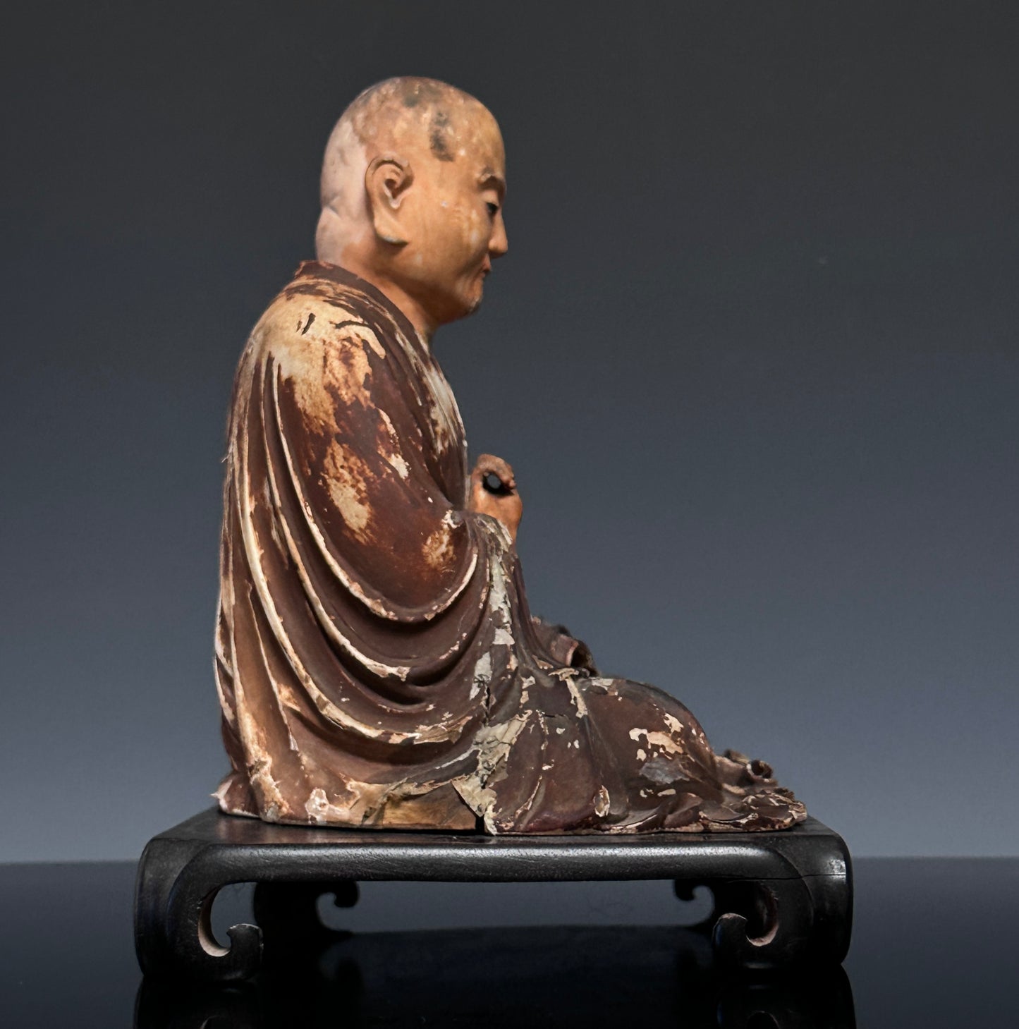 EBAY Antique 17th century Japanese Painted Wood Figure of the Buddhist Monk Kūkai