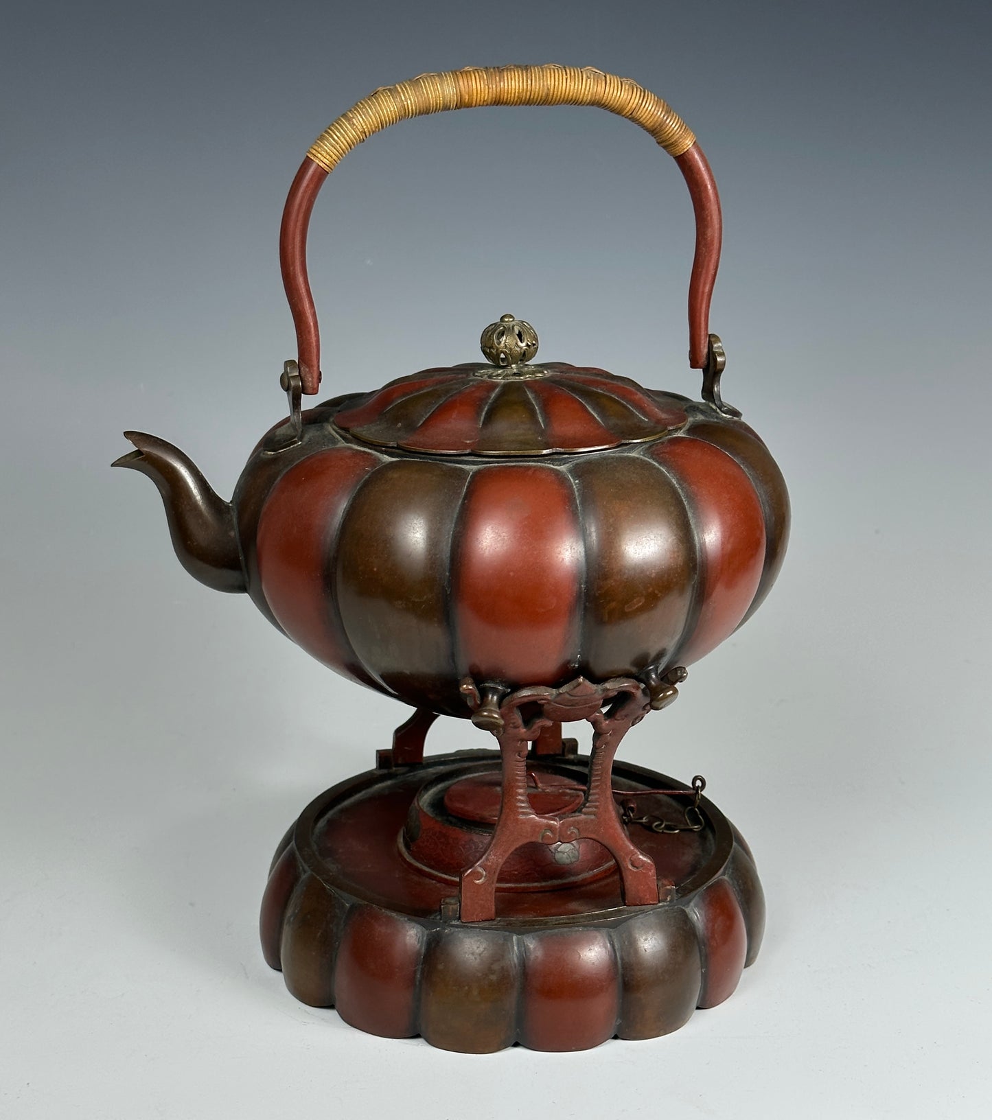 SOLD Exceptional Antique Japanese Pumpkin Form Teapot & Stand Aesthetic Movement 19th Century