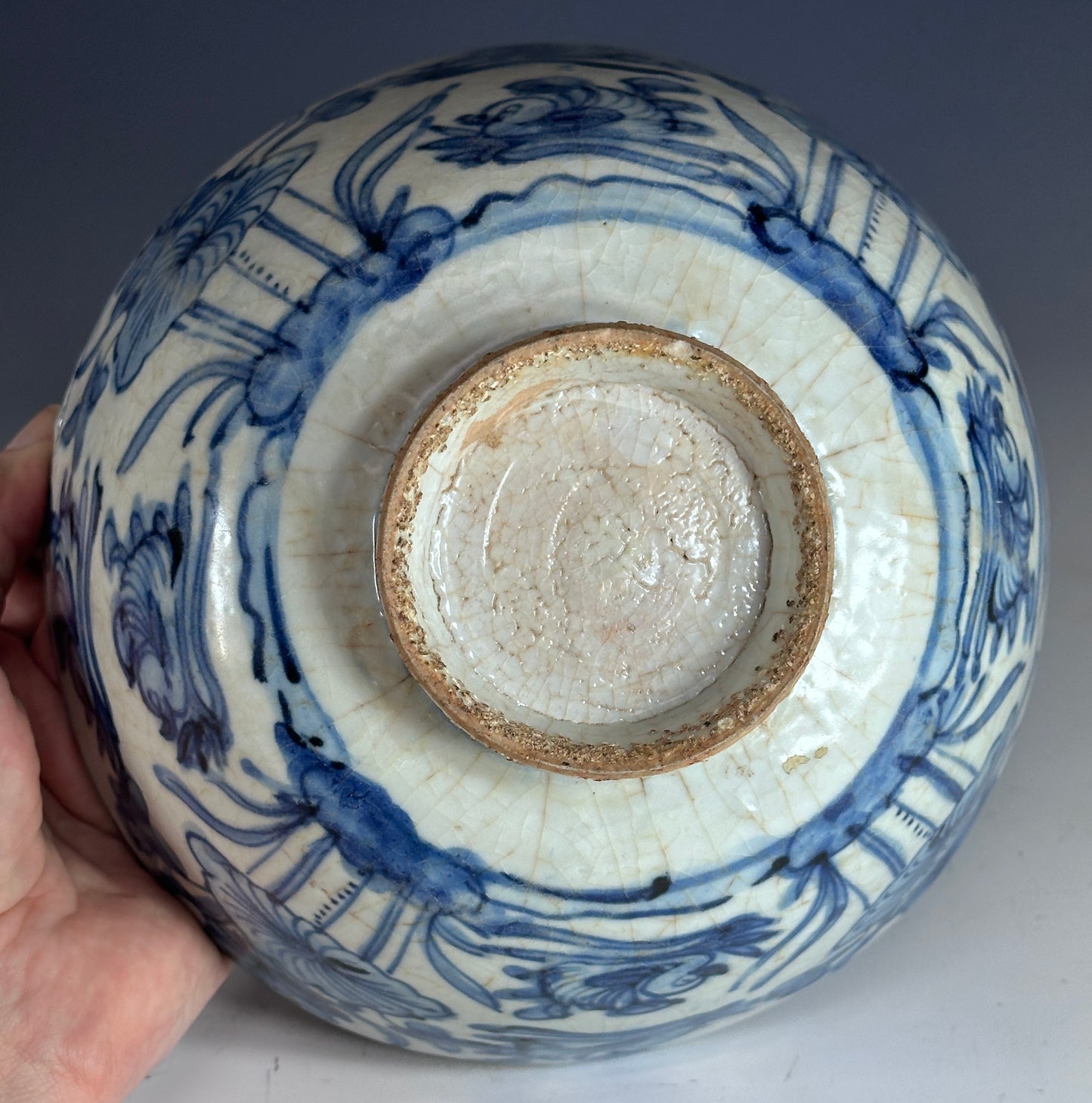 Antique Chinese Porcelain 8” Bowl Late Ming Blue White Ducks Lotus Pond Bonhams