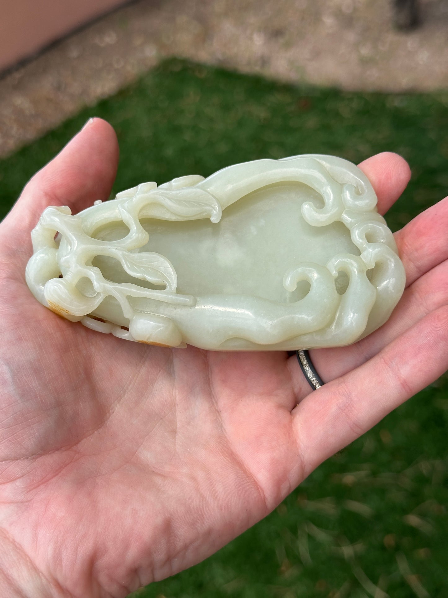 Antique Chinese Qing White Hetian Jade Finger Citron Scholar Brushwasher DOYLE