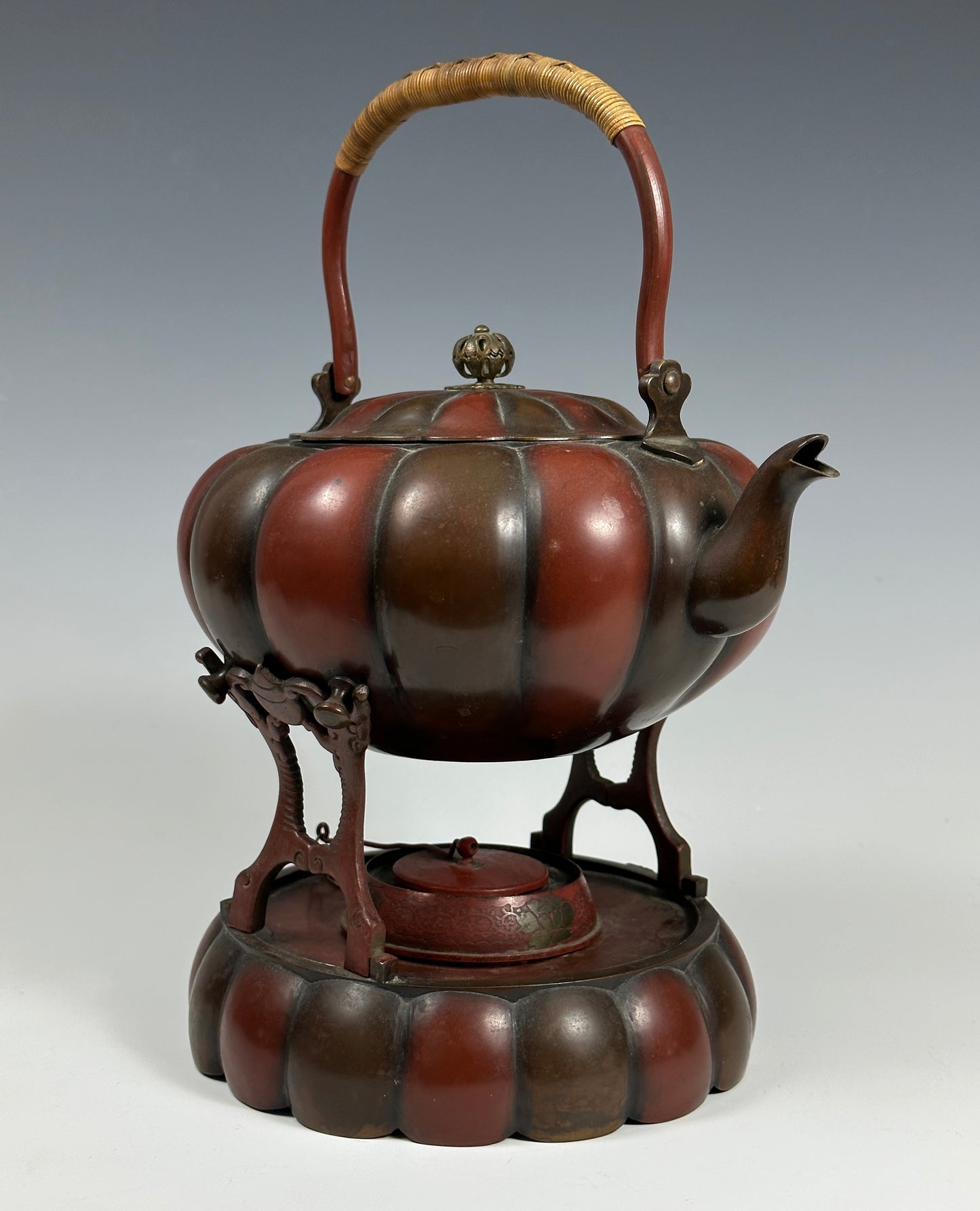 SOLD Exceptional Antique Japanese Pumpkin Form Teapot & Stand Aesthetic Movement 19th Century