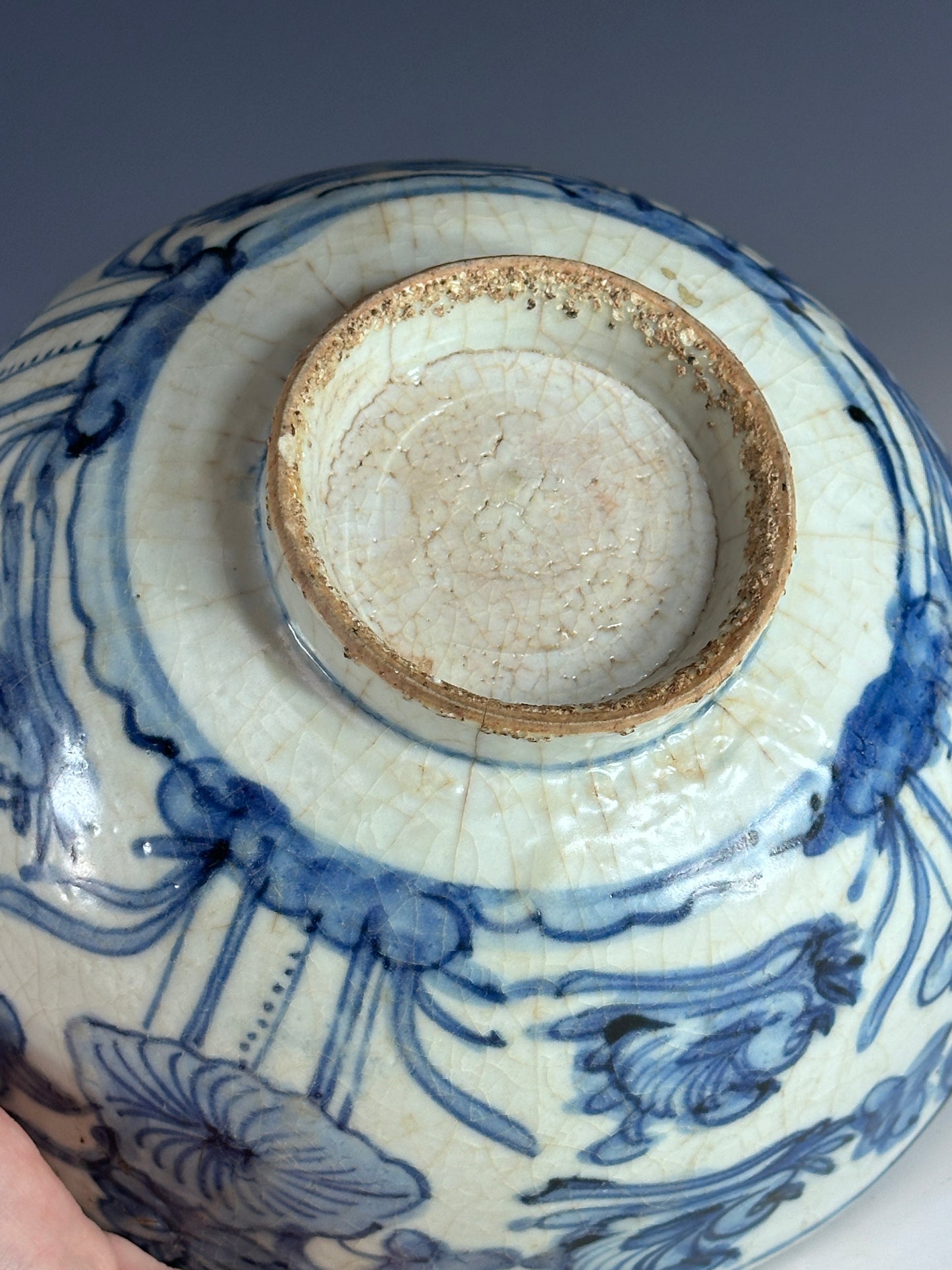 Antique Chinese Porcelain 8” Bowl Late Ming Blue White Ducks Lotus Pond Bonhams