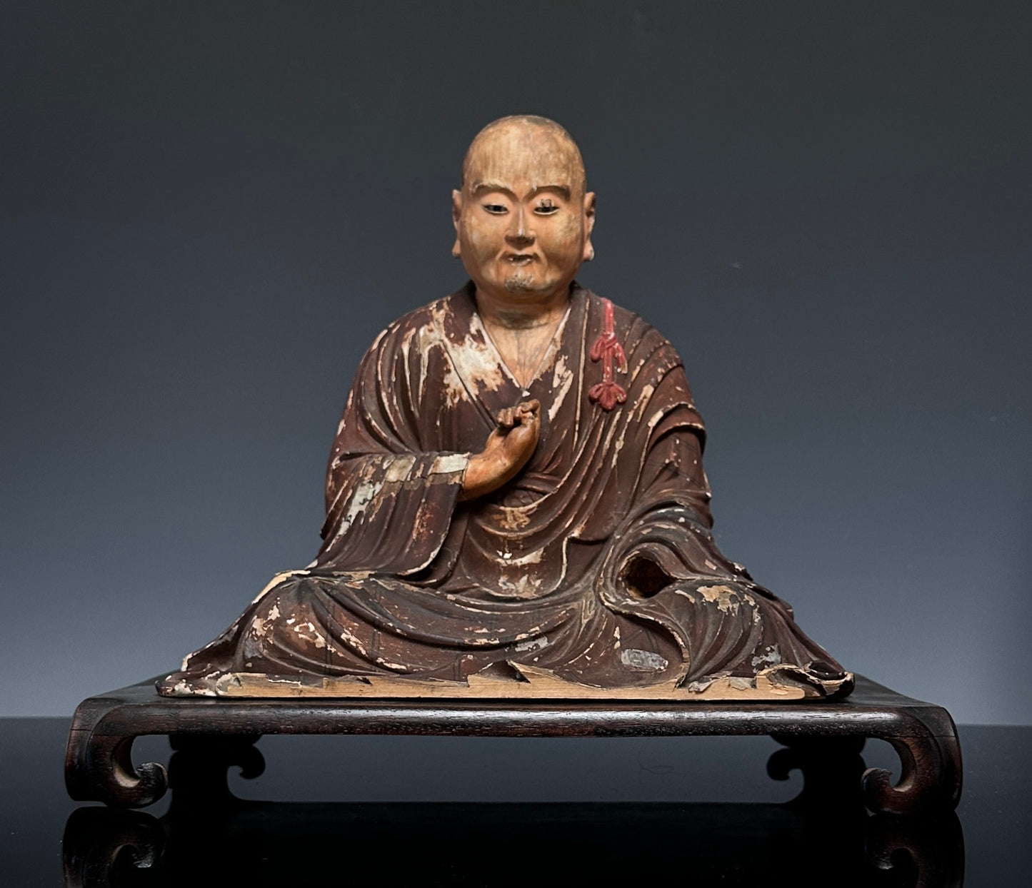 EBAY Antique 17th century Japanese Painted Wood Figure of the Buddhist Monk Kūkai