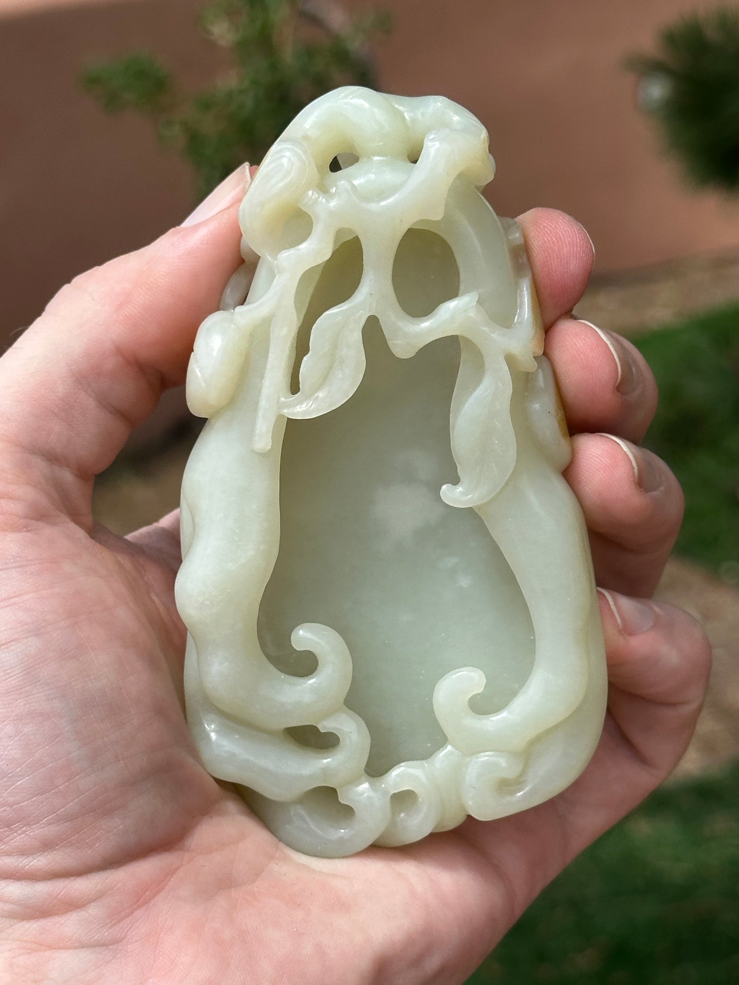 Antique Chinese Qing White Hetian Jade Finger Citron Scholar Brushwasher DOYLE