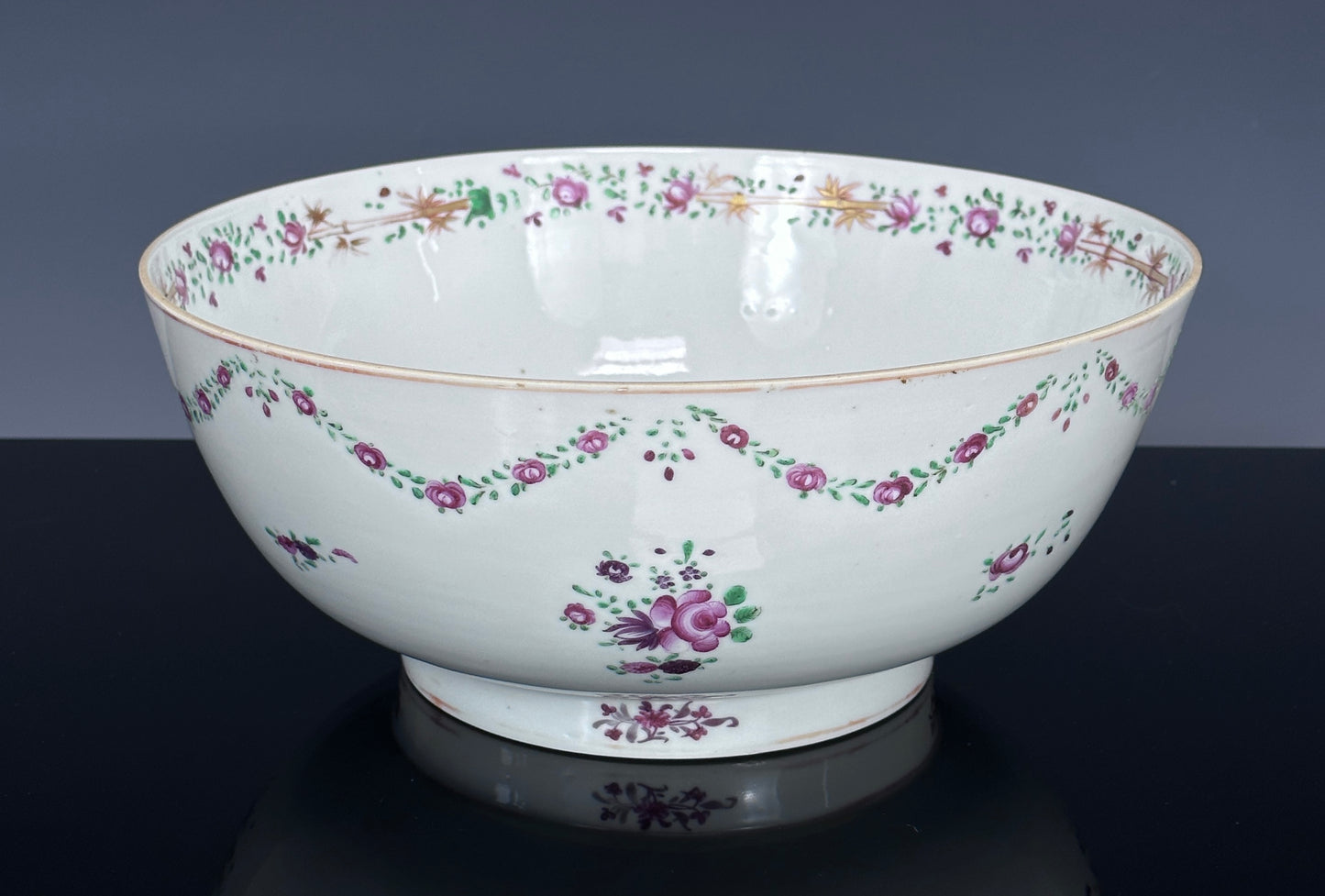 SOLD Antique Chinese Export Porcelain Punchbowl Ex. Sarah Potter Conover 18th Century Qianlong