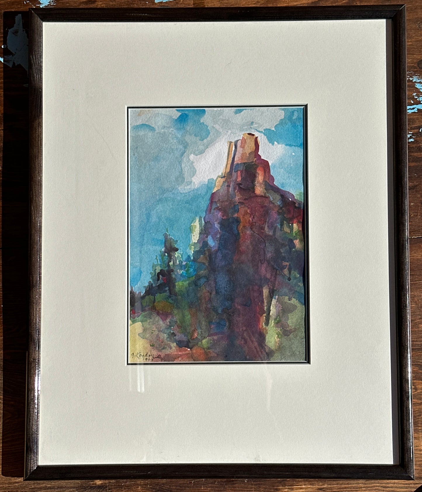 GENE HACKMAN OWNED Gregory Kondos Watercolor Painting 1995 Southwest Landscape