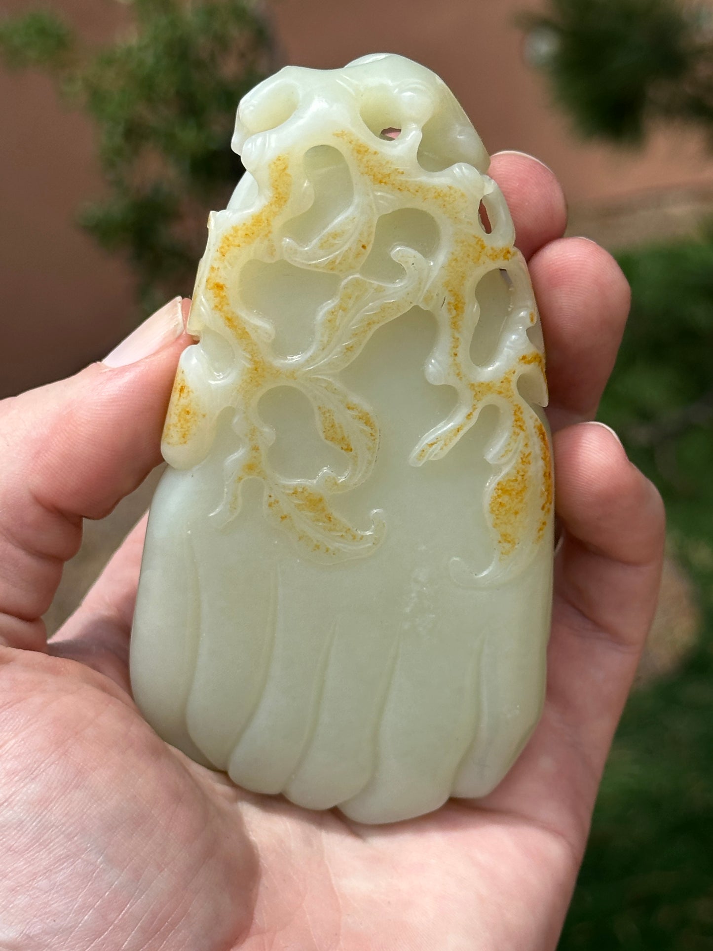 Antique Chinese Qing White Hetian Jade Finger Citron Scholar Brushwasher DOYLE