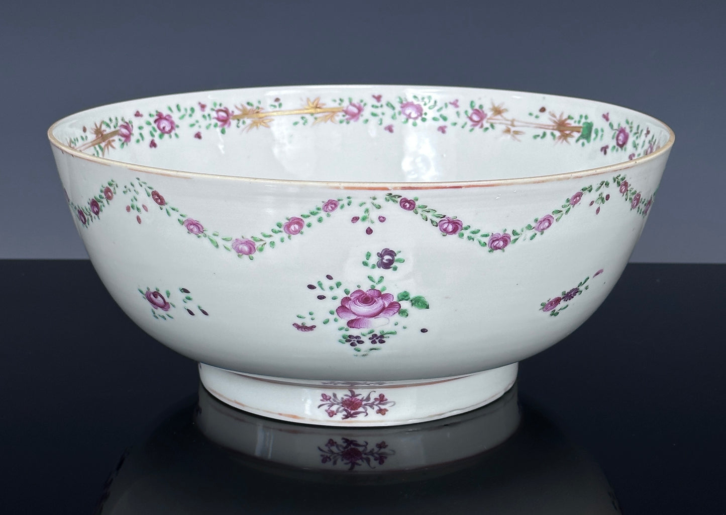 SOLD Antique Chinese Export Porcelain Punchbowl Ex. Sarah Potter Conover 18th Century Qianlong