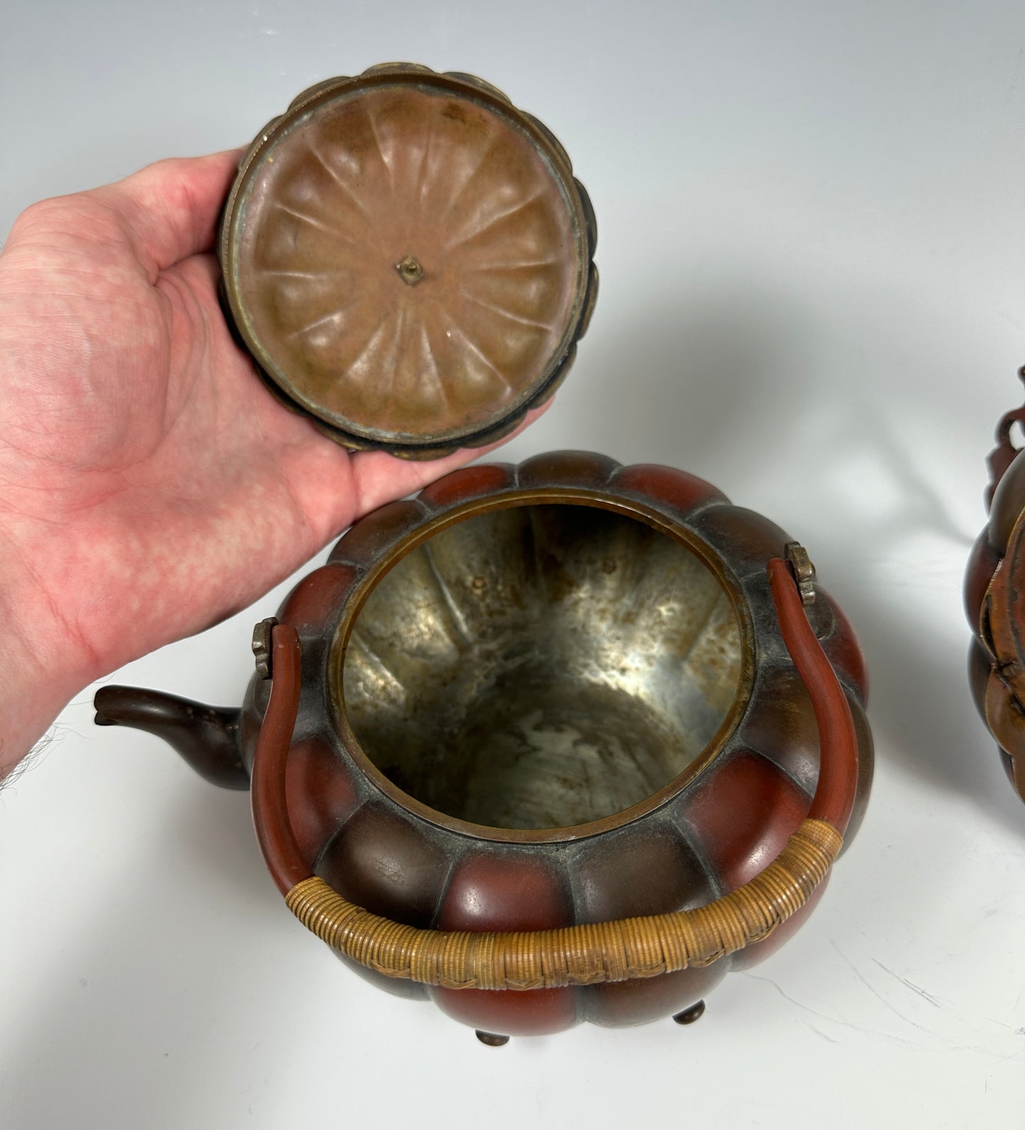 SOLD Exceptional Antique Japanese Pumpkin Form Teapot & Stand Aesthetic Movement 19th Century