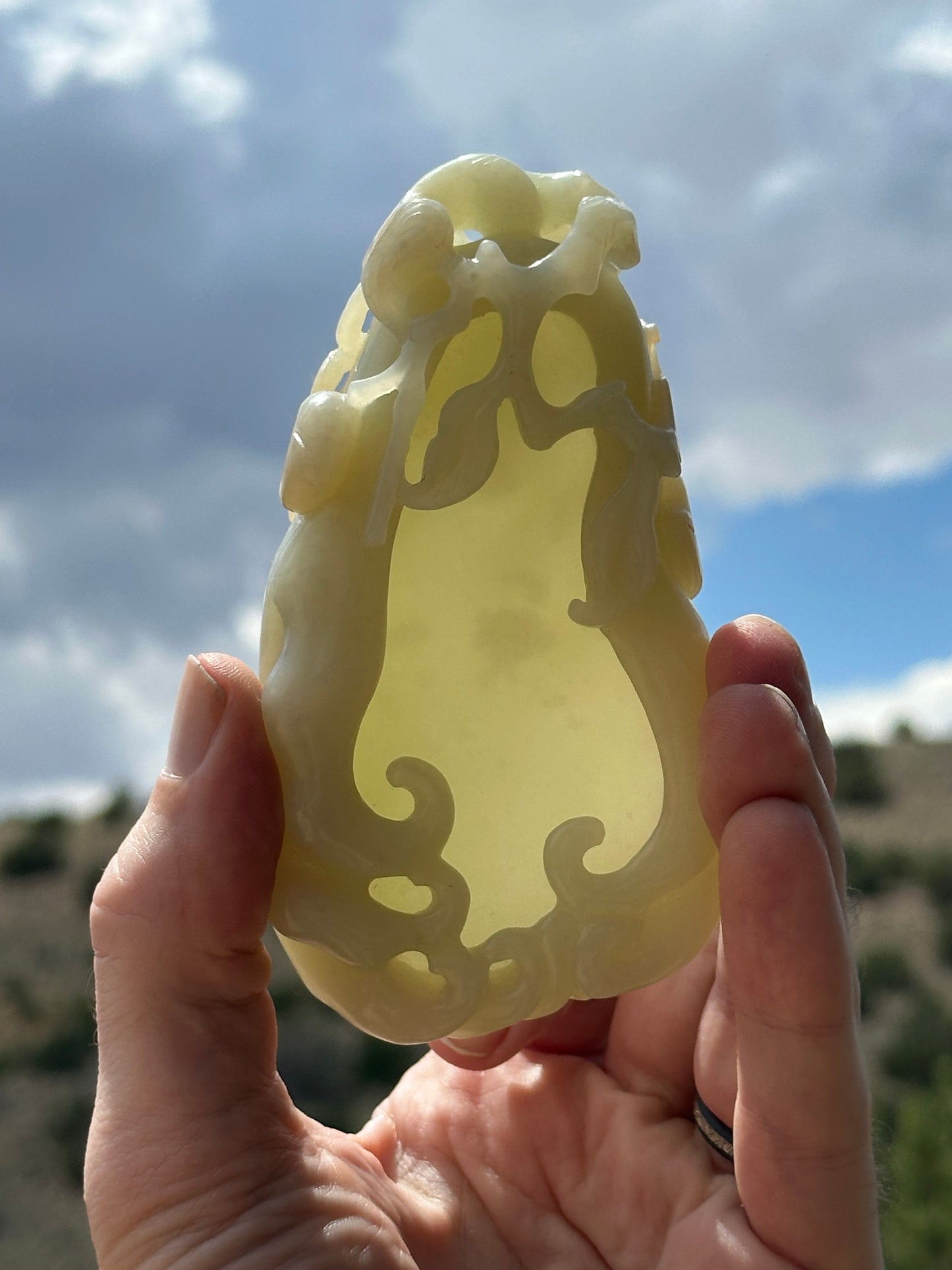 Antique Chinese Qing White Hetian Jade Finger Citron Scholar Brushwasher DOYLE