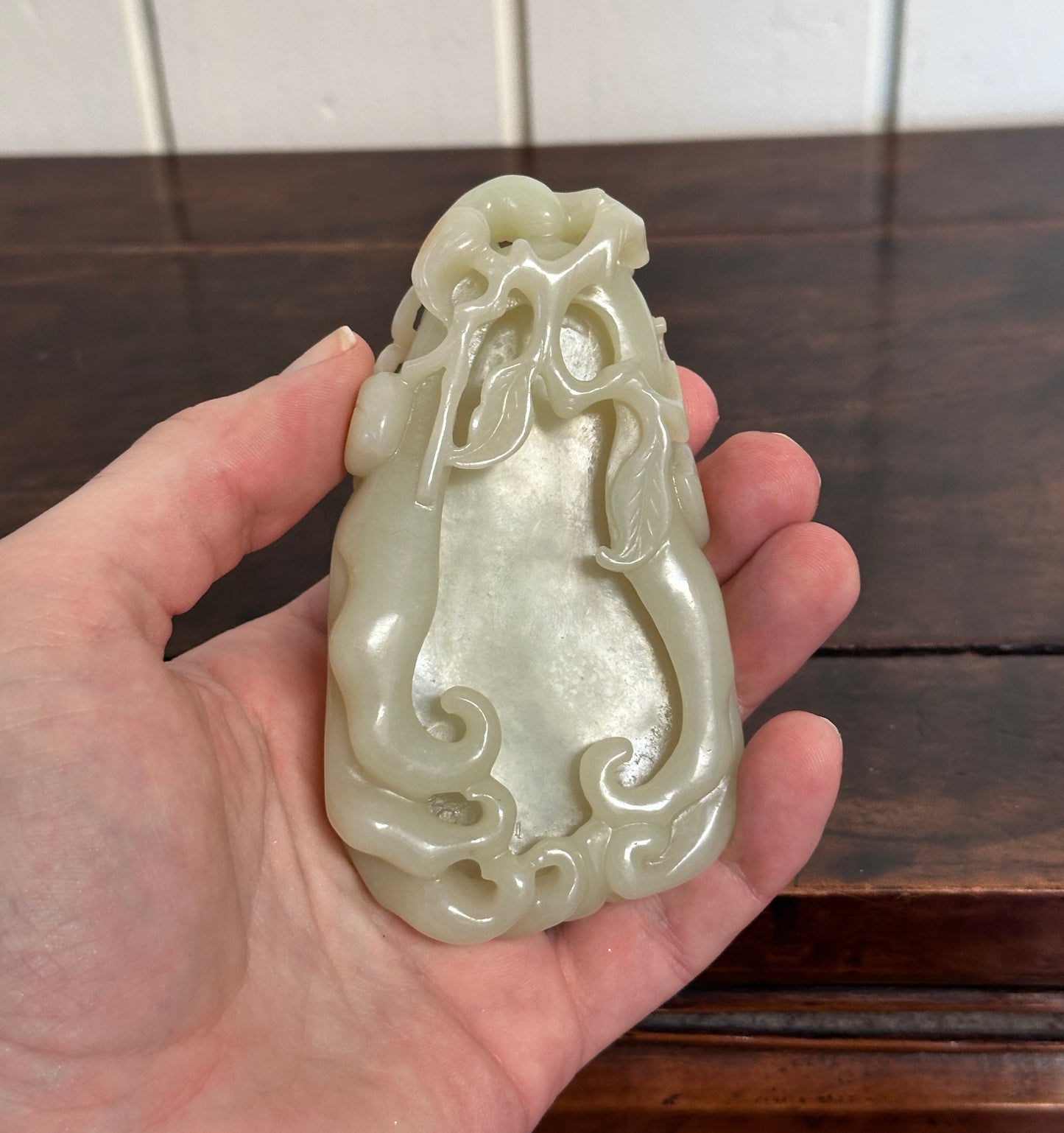 Antique Chinese Qing White Hetian Jade Finger Citron Scholar Brushwasher DOYLE