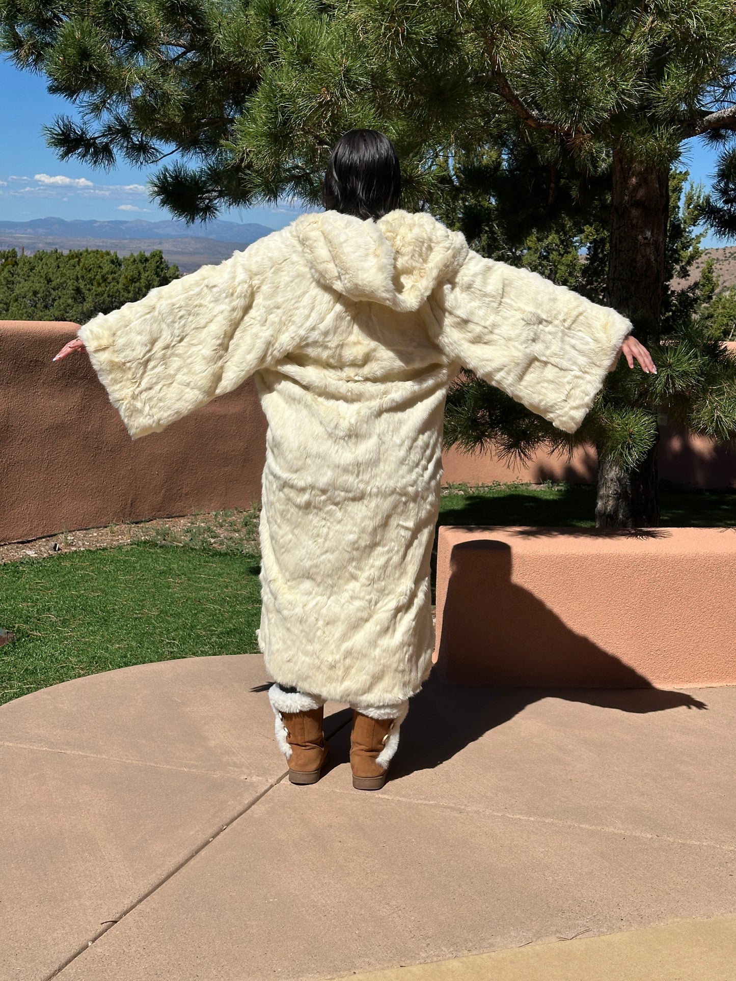 Antique Chinese Embroidered Silk and Fur Opera Coat Robe Reversible Early 20th c