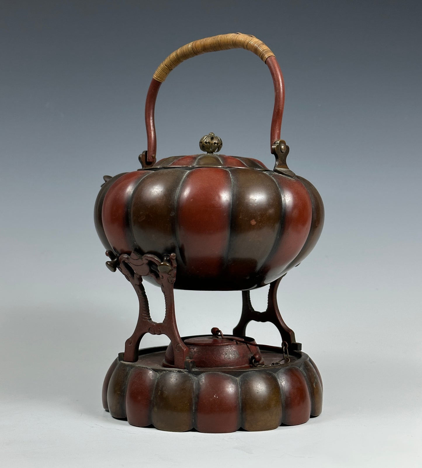 SOLD Exceptional Antique Japanese Pumpkin Form Teapot & Stand Aesthetic Movement 19th Century