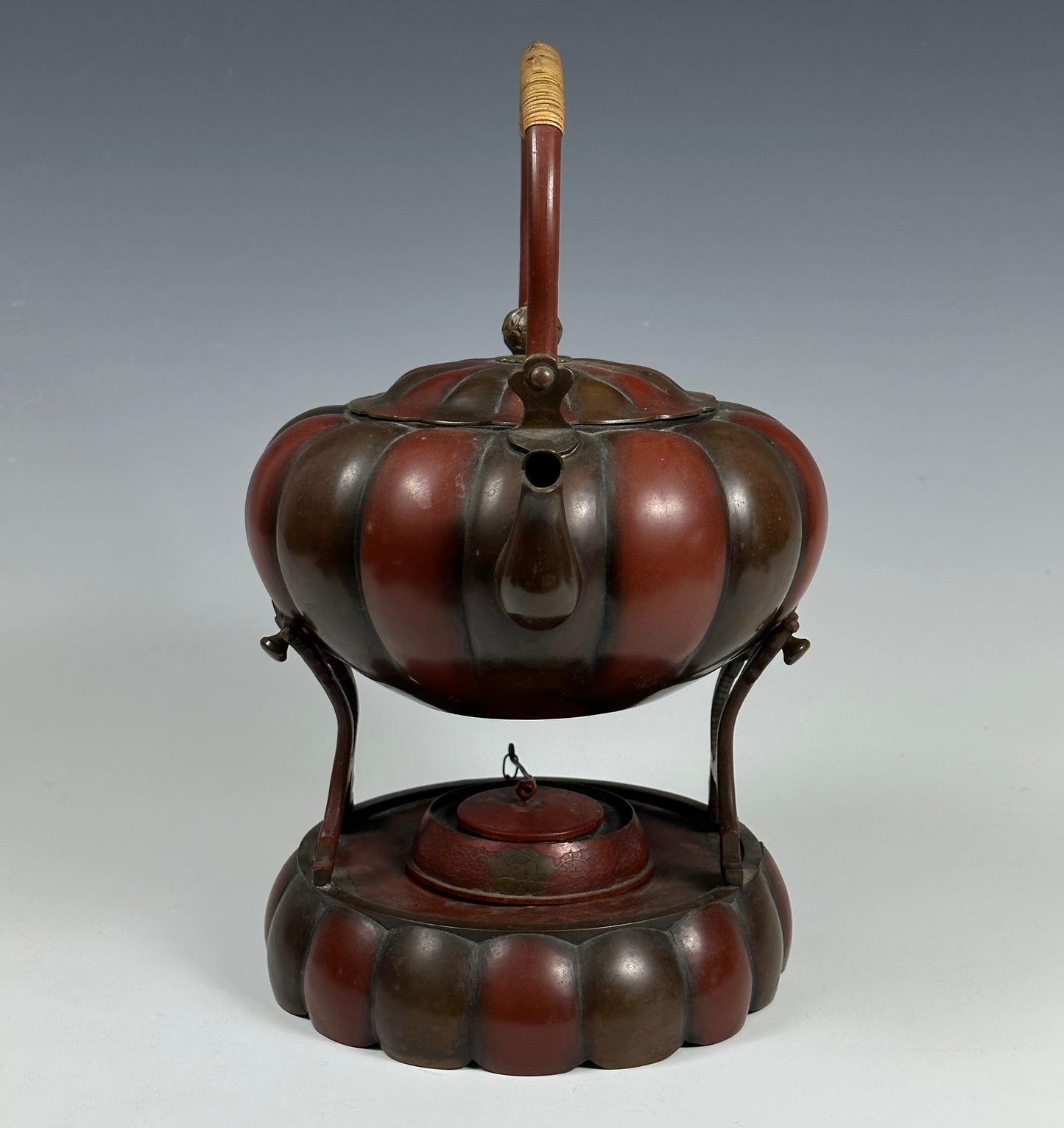 SOLD Exceptional Antique Japanese Pumpkin Form Teapot & Stand Aesthetic Movement 19th Century