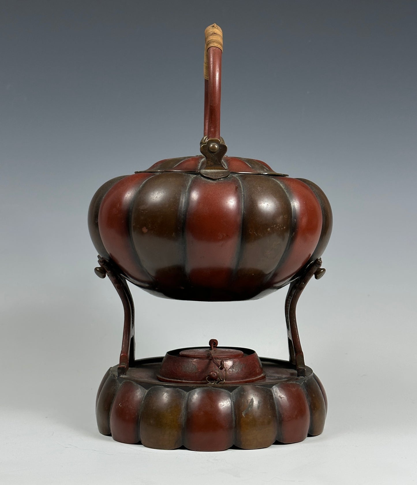 SOLD Exceptional Antique Japanese Pumpkin Form Teapot & Stand Aesthetic Movement 19th Century