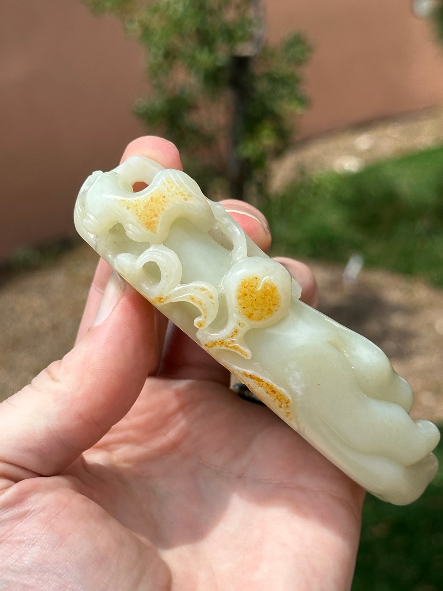Antique Chinese Qing White Hetian Jade Finger Citron Scholar Brushwasher DOYLE