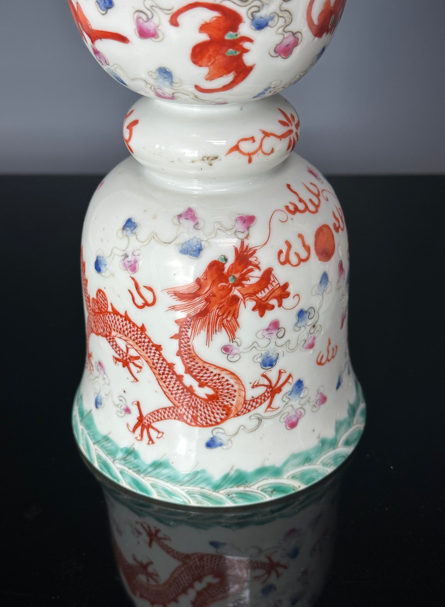 SOLD Antique Chinese Porcelain Pair Dragon Joss Stick Holders Guangxu Qing 19th c